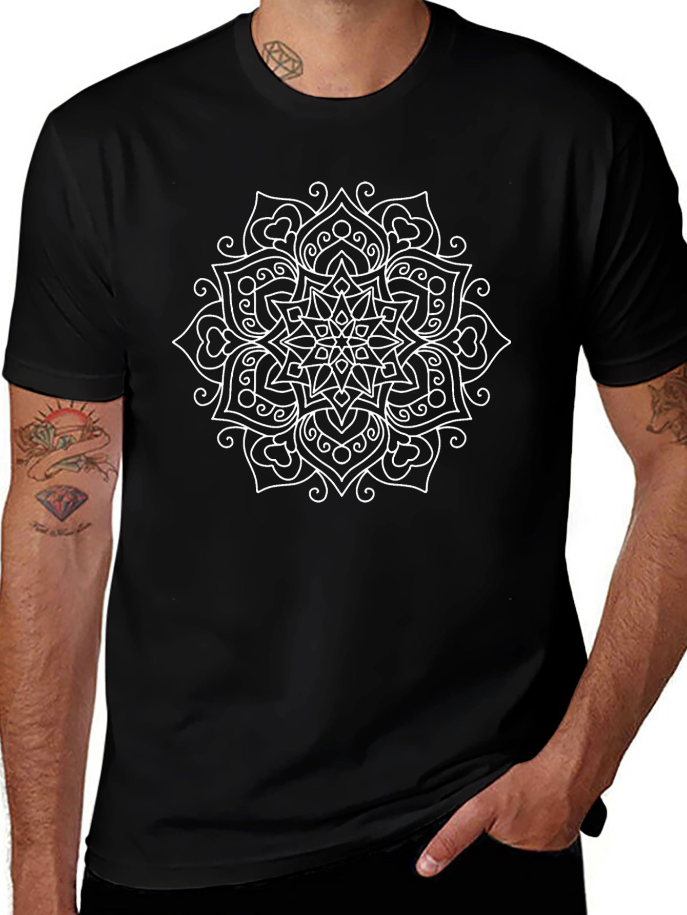Mandala Graphic Print Black T-Shirt