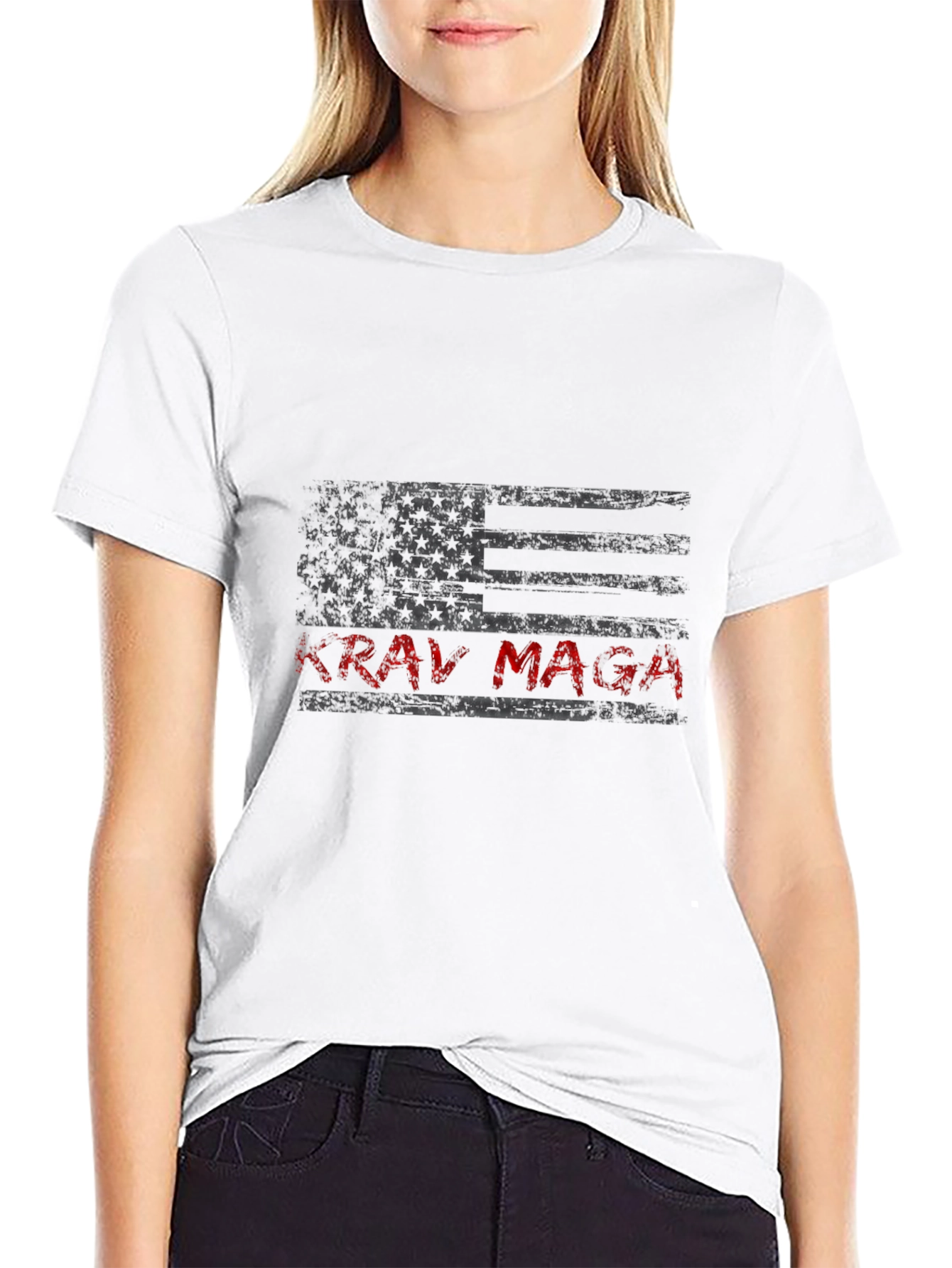 Krav Maga American Flag Graphic T-Shirt - Black