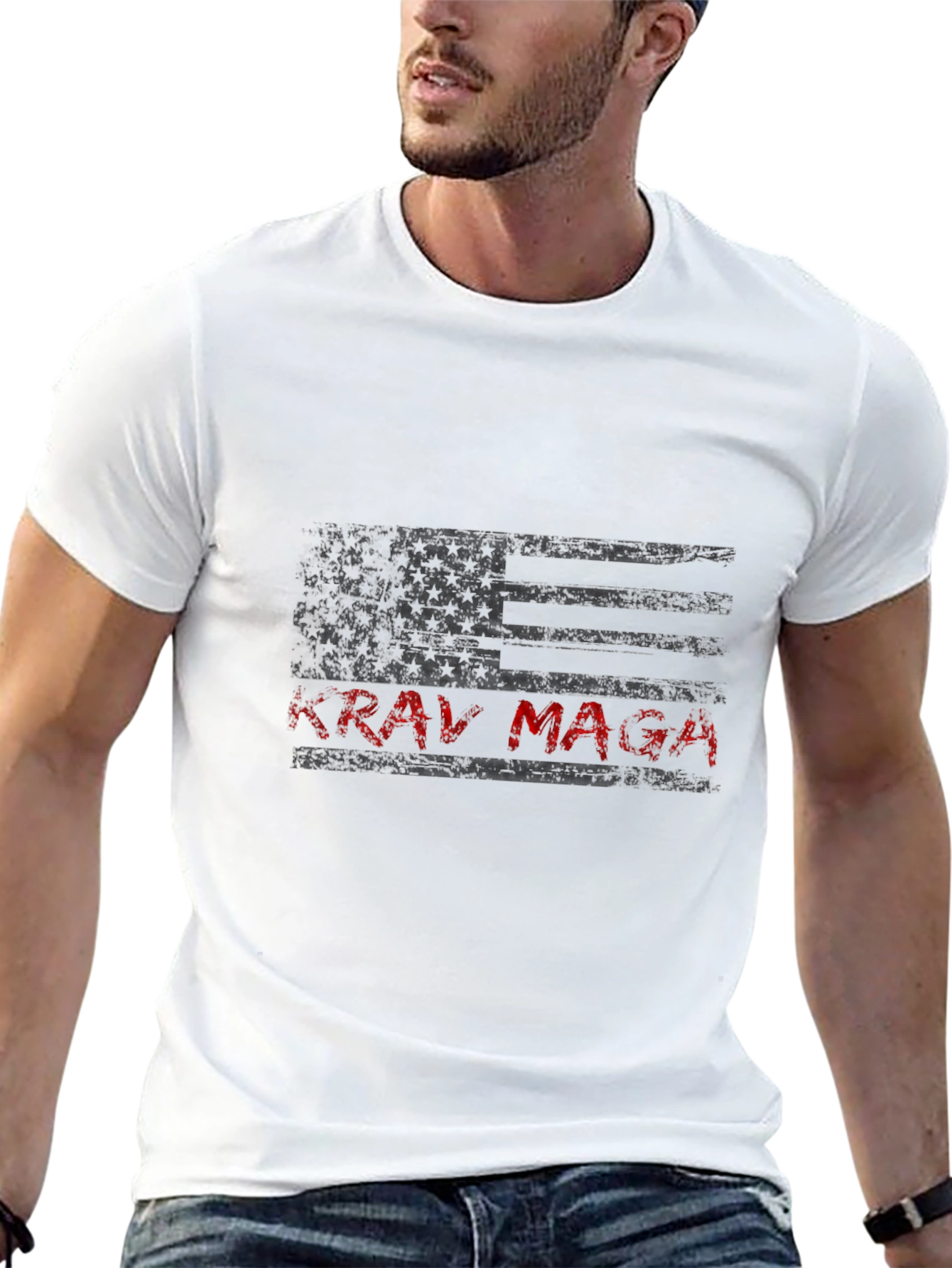 Krav Maga American Flag Graphic T-Shirt - Black