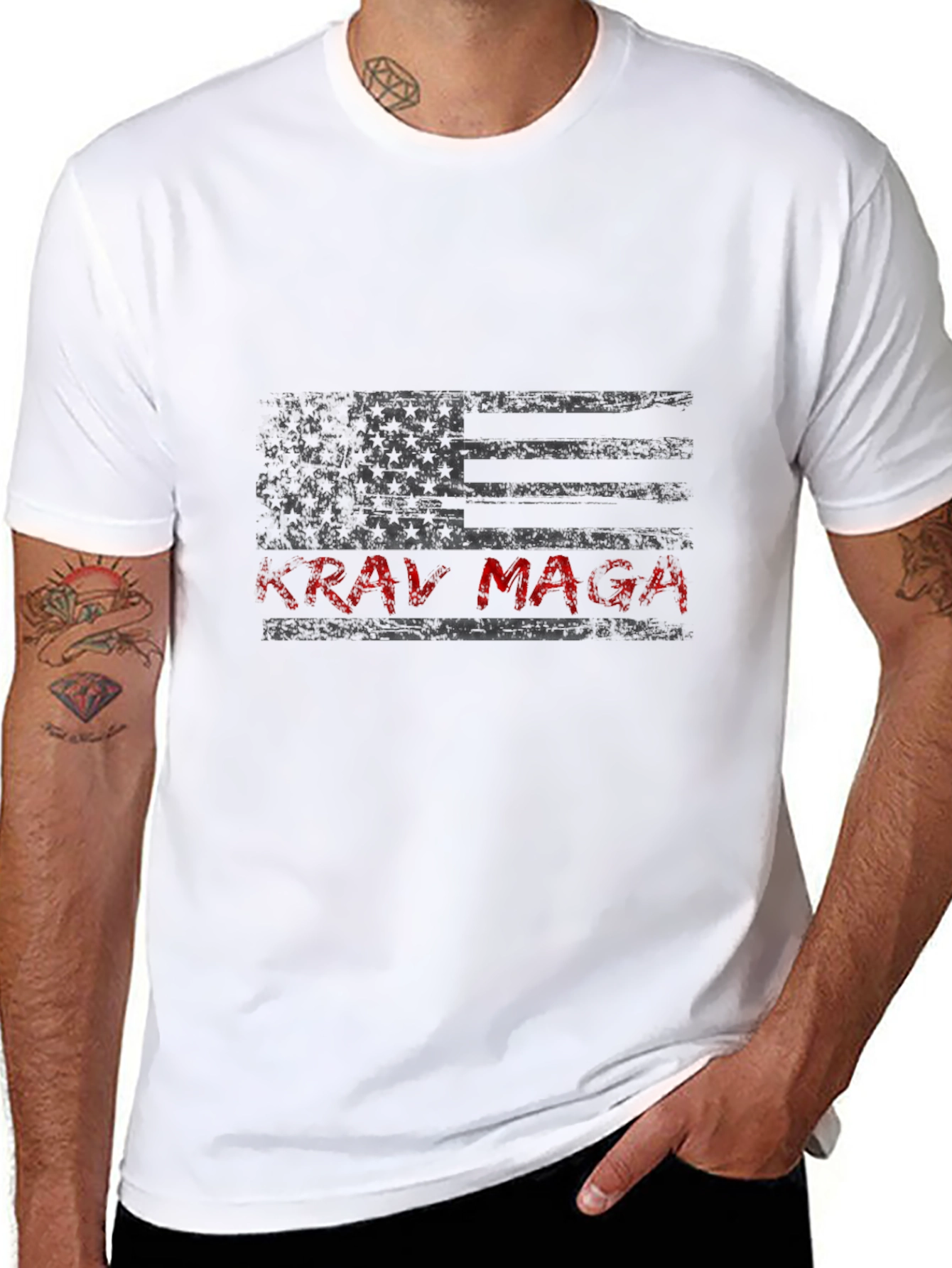 Krav Maga American Flag Graphic T-Shirt - Black
