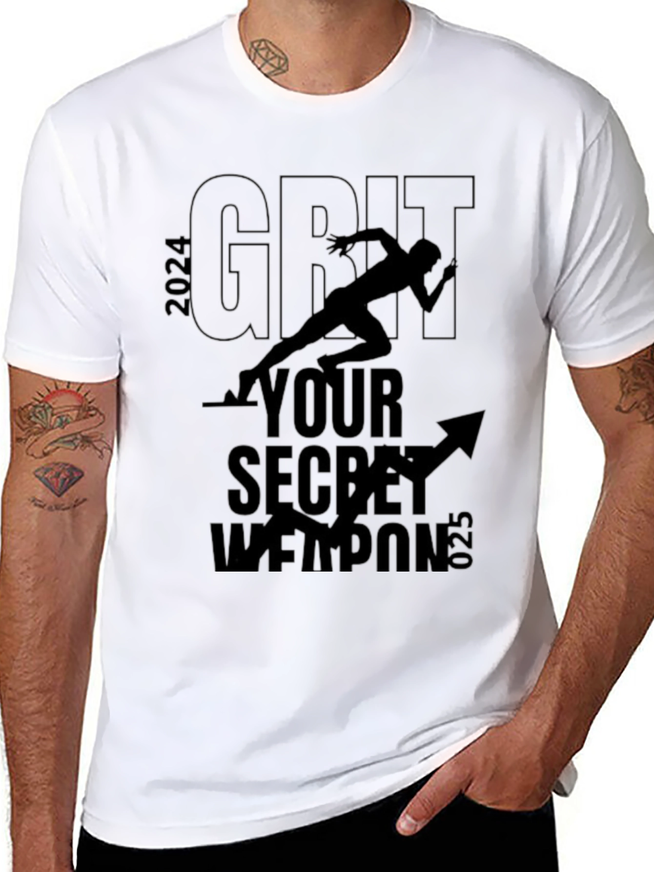Grit Secret Weapon T-Shirt - Motivational Run 2024