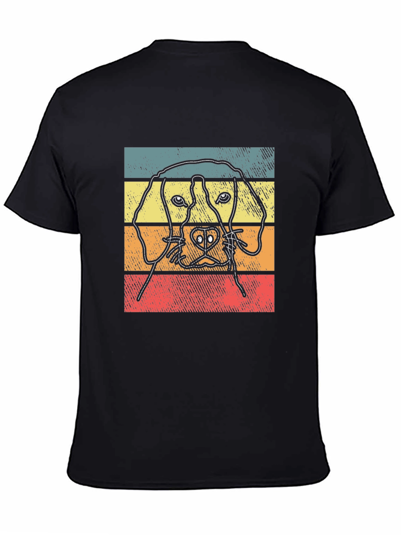 Dog Graphic Tee Retro Style Black T-Shirt