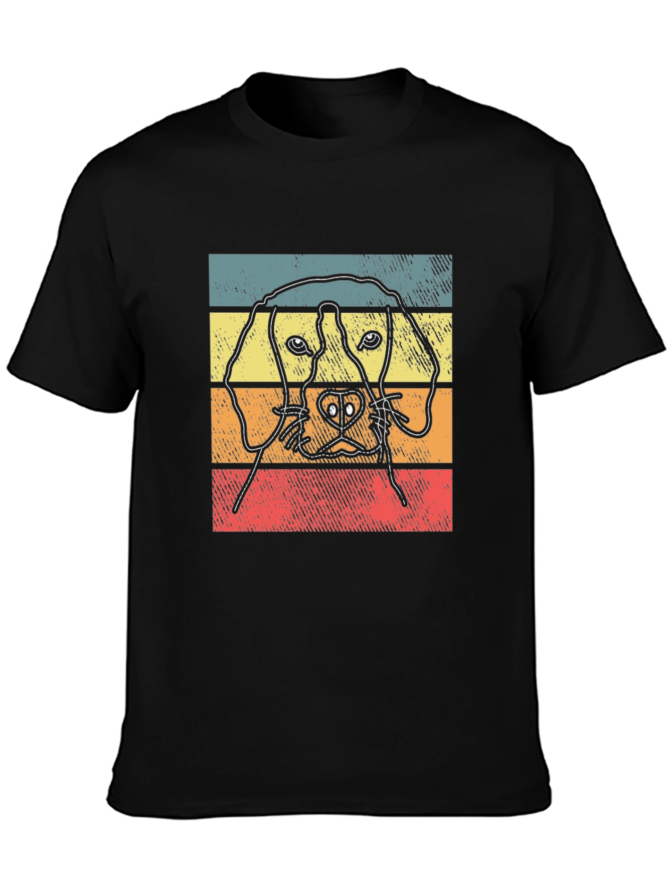 Dog Graphic Tee Retro Style Black T-Shirt