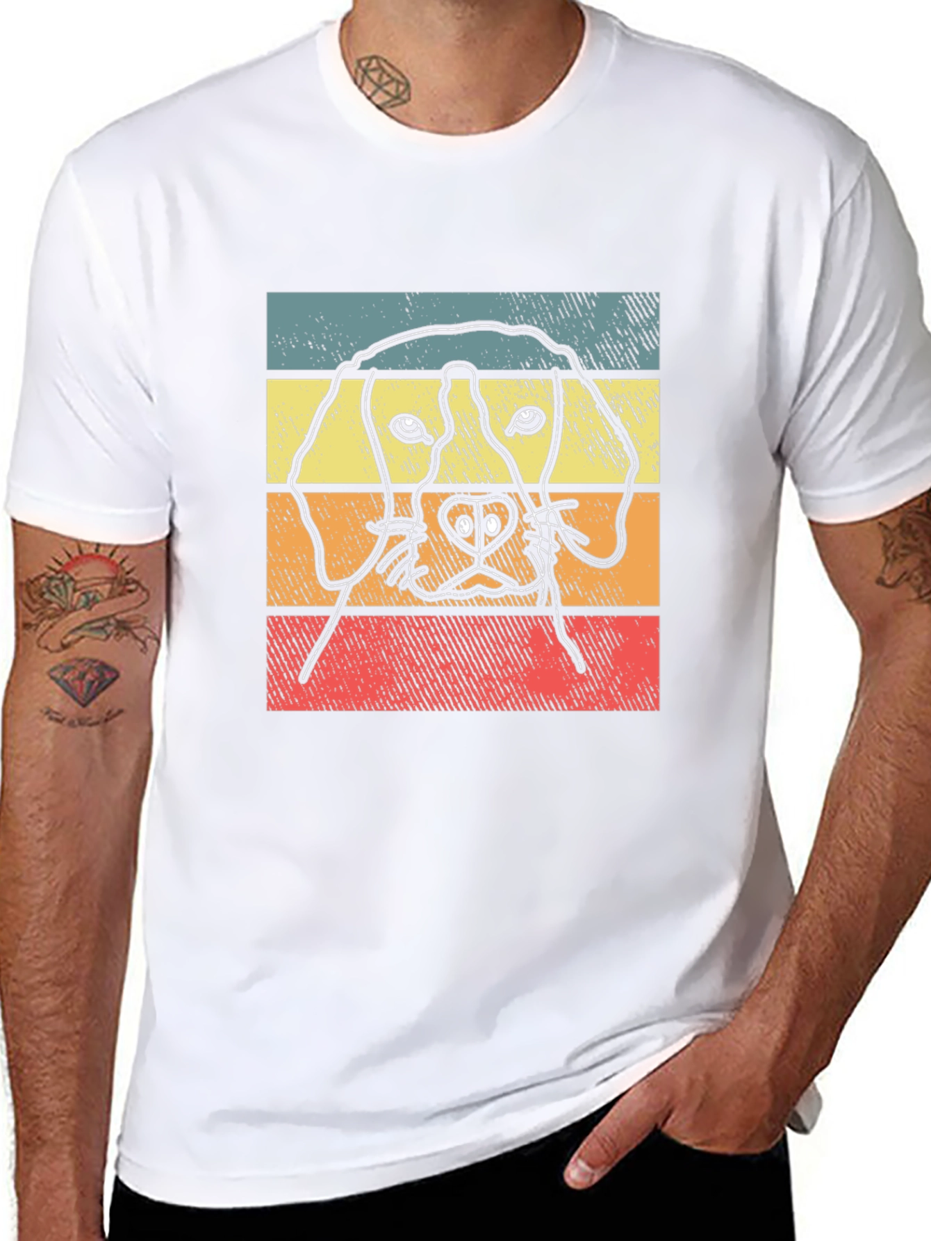 Dog Graphic Tee Retro Style Black T-Shirt