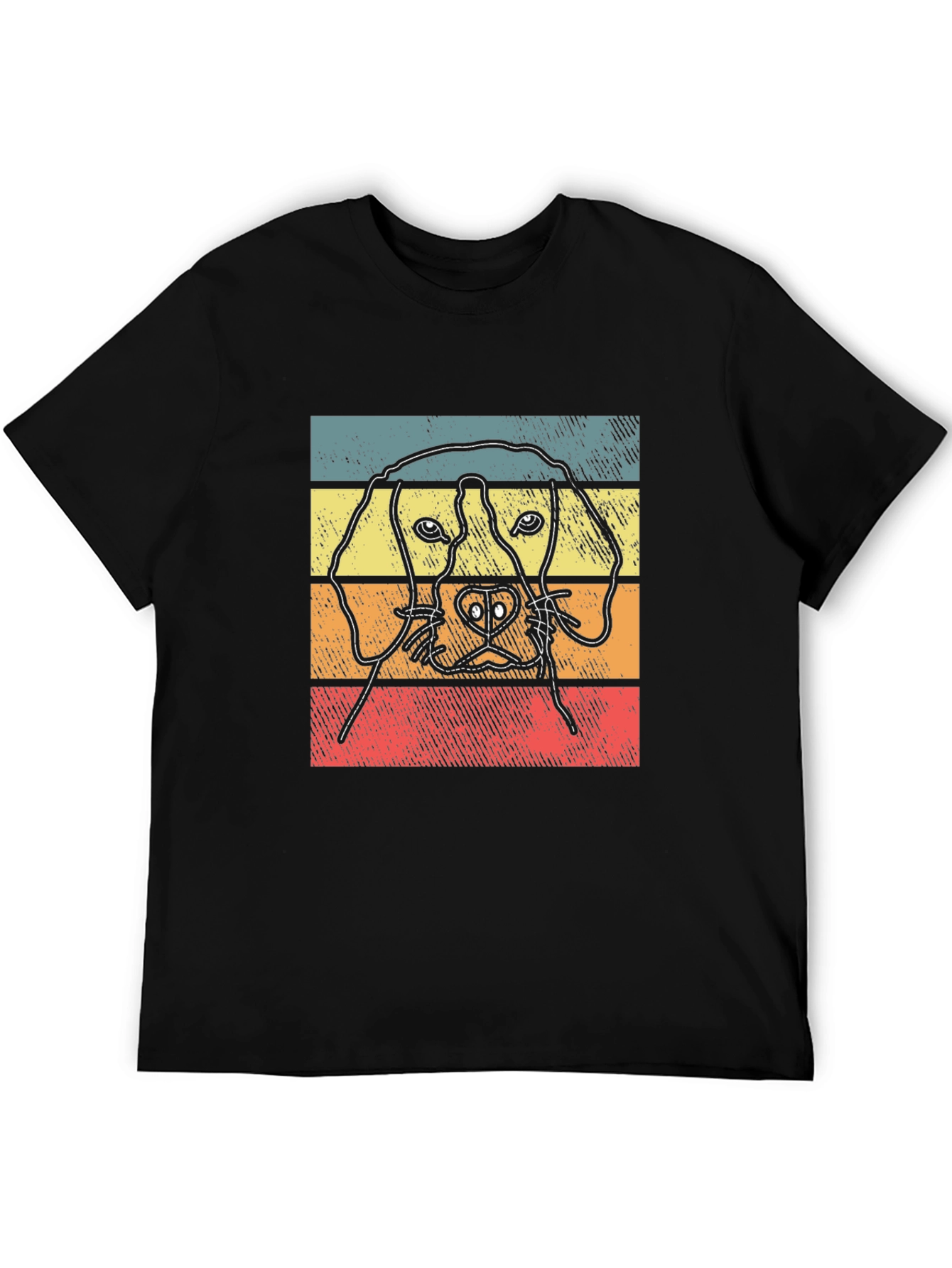 Dog Graphic Tee Retro Style Black T-Shirt