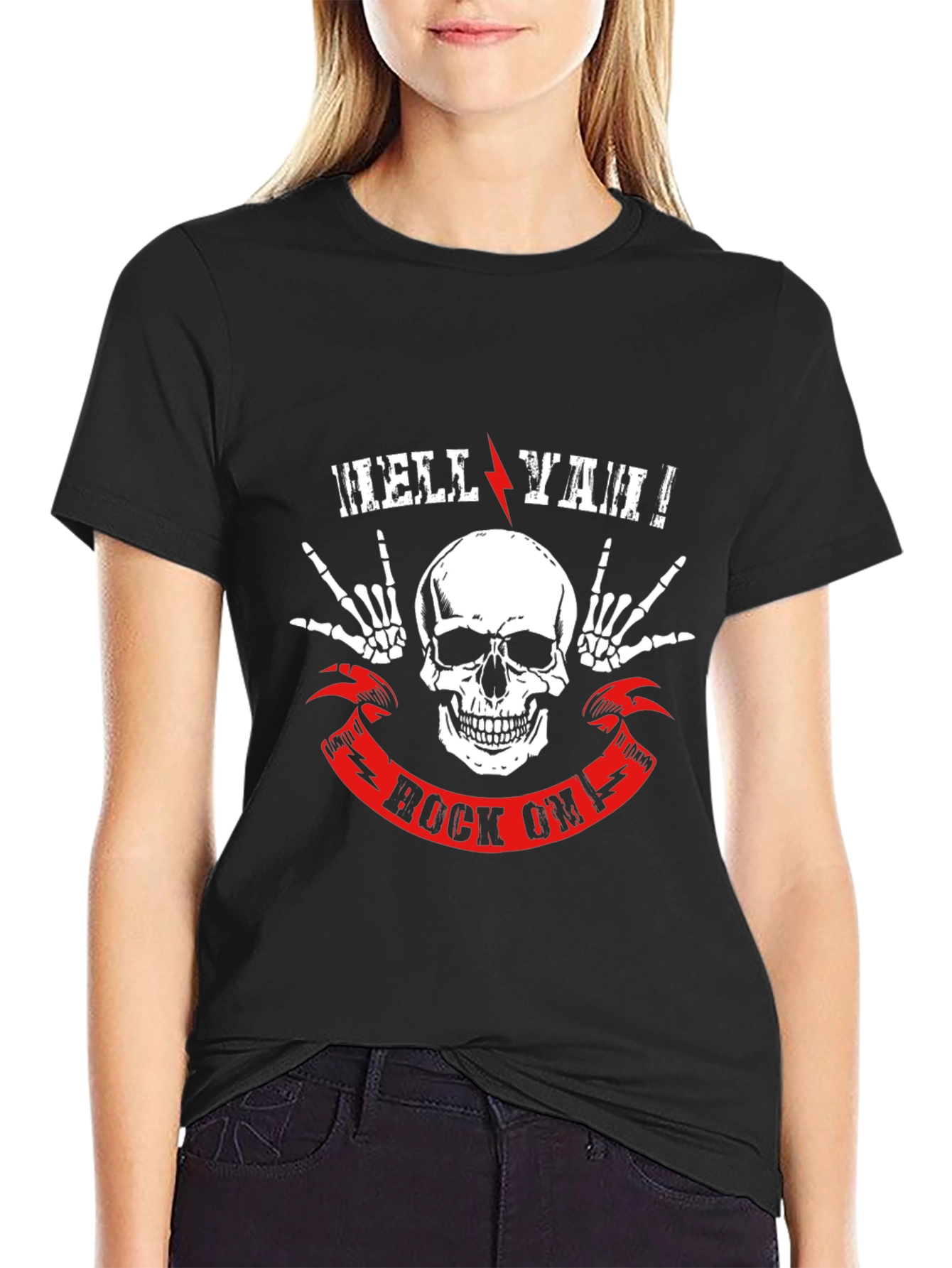 Hell Ya Rock On T-Shirt - Skull Graphic Tee