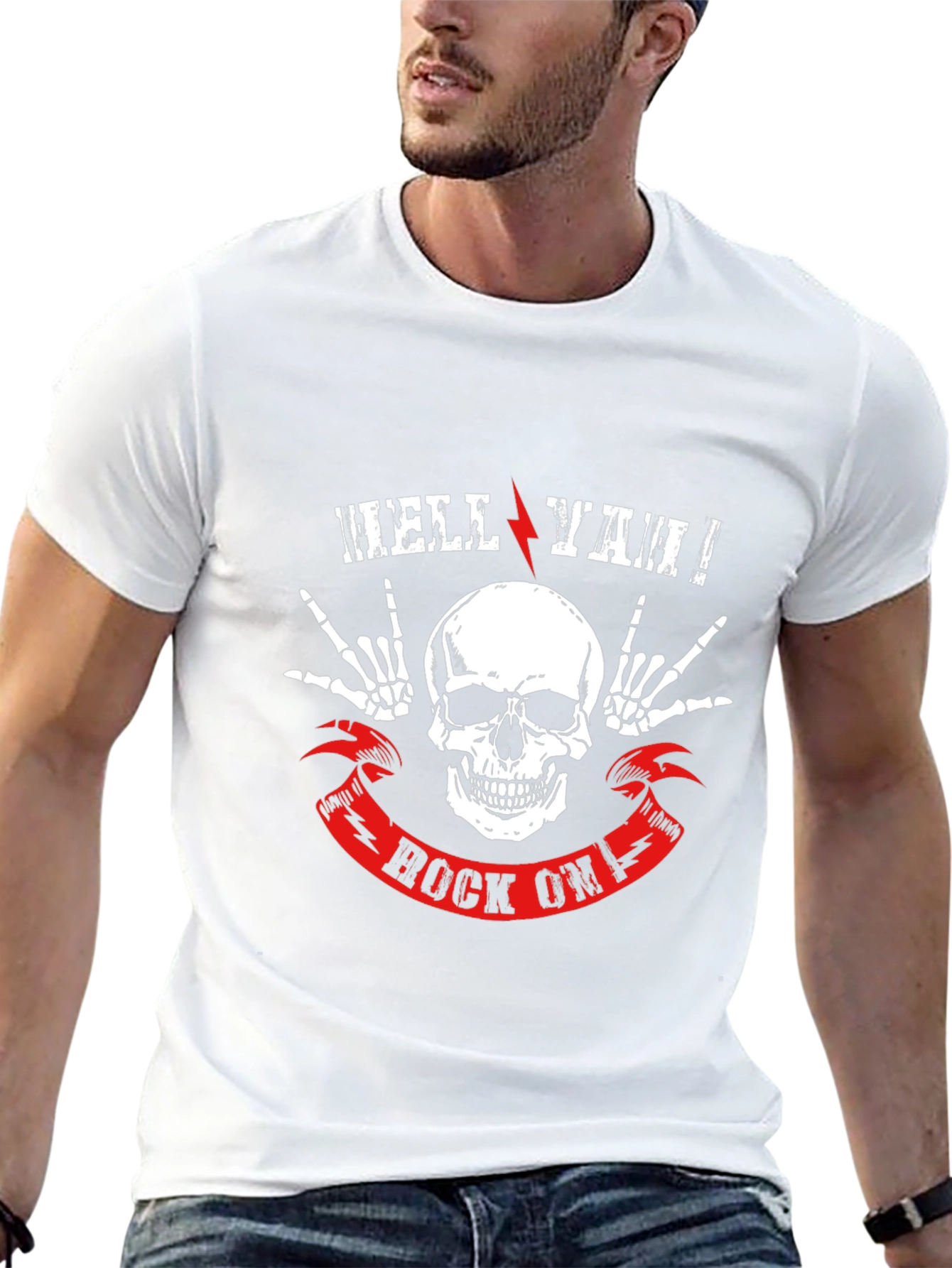 Hell Ya Rock On T-Shirt - Skull Graphic Tee