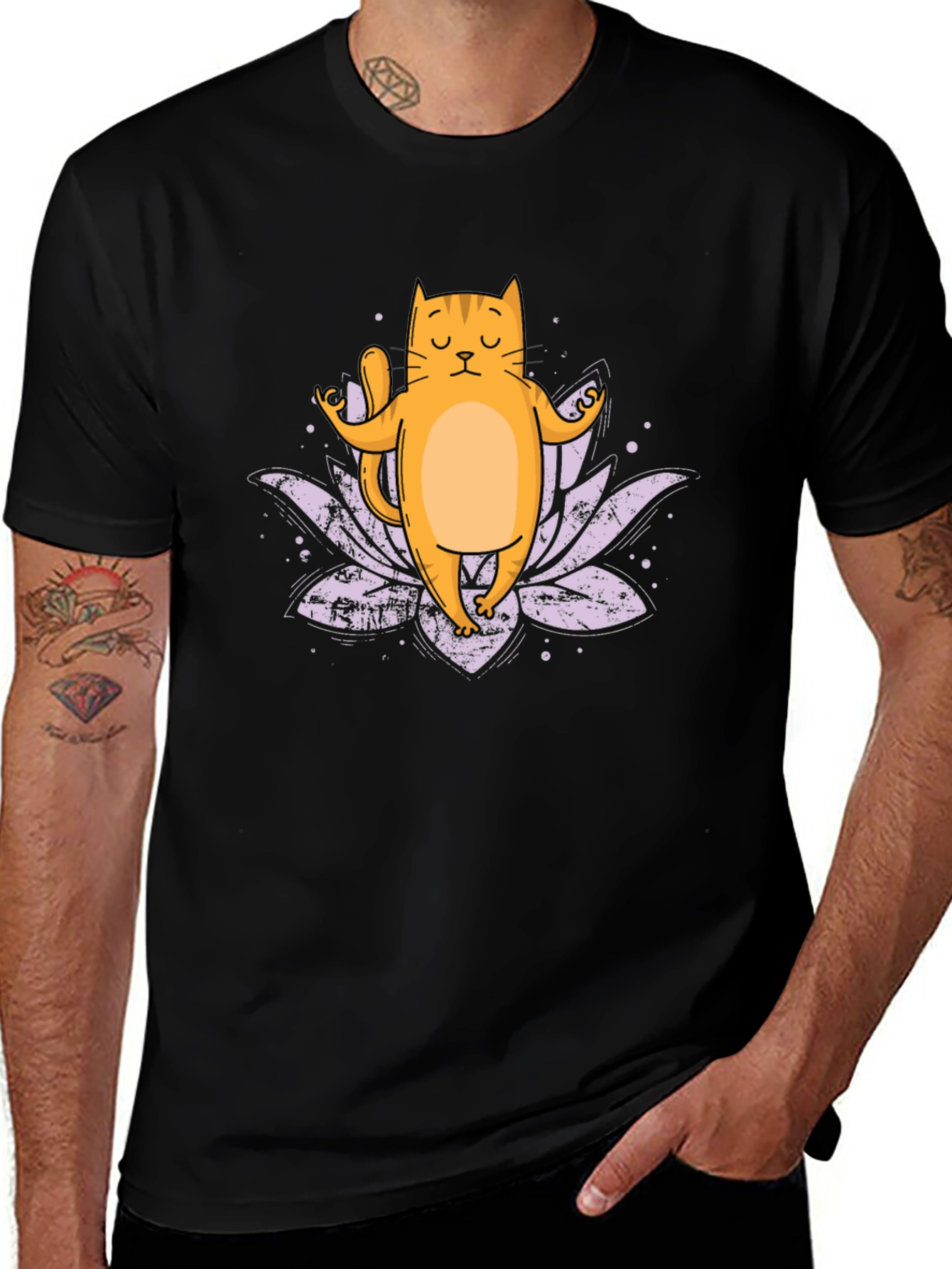 Yoga Cat Graphic T-Shirt - Zen Kitten Lotus Tee