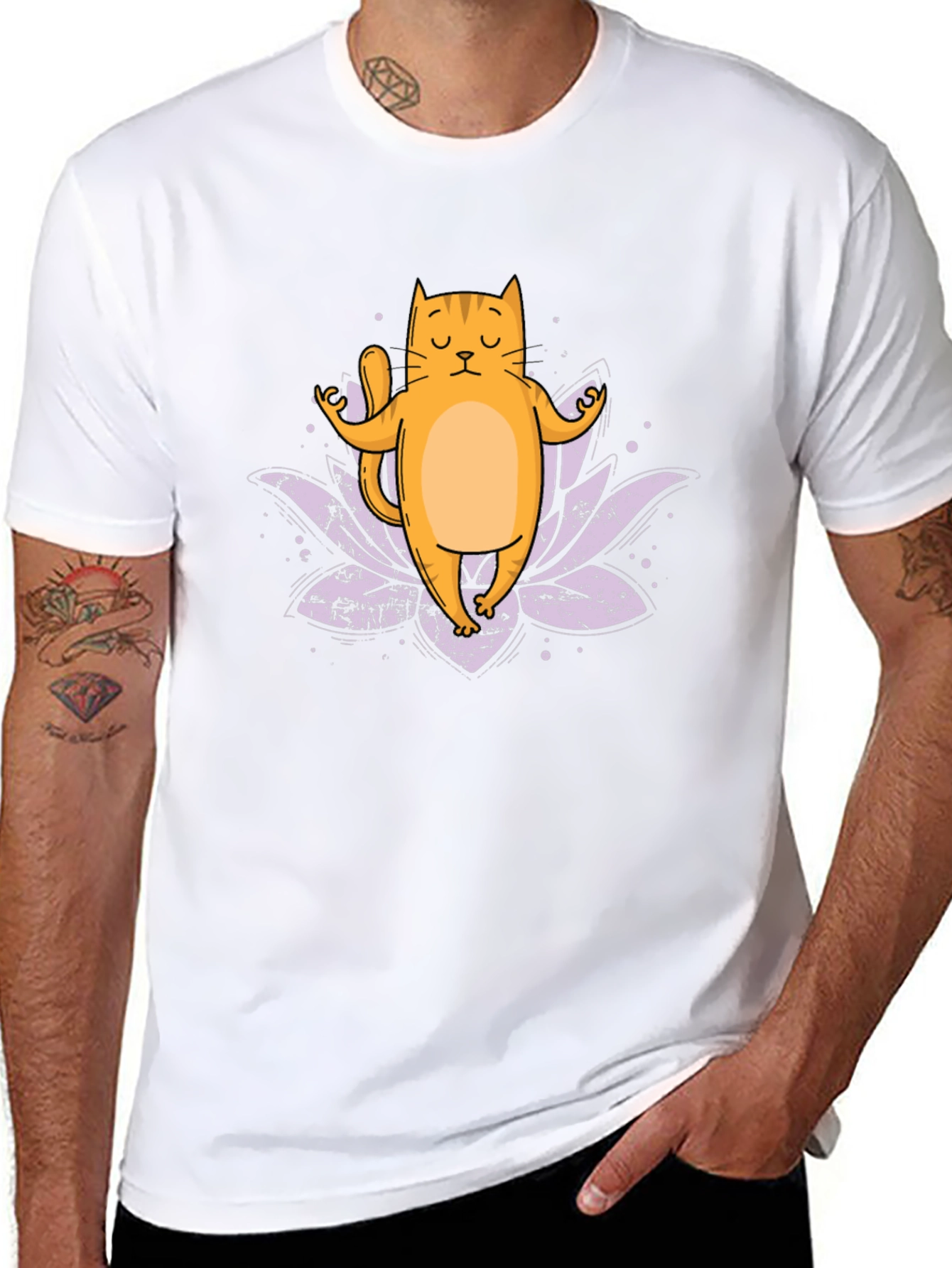 Yoga Cat Graphic T-Shirt - Zen Kitten Lotus Tee