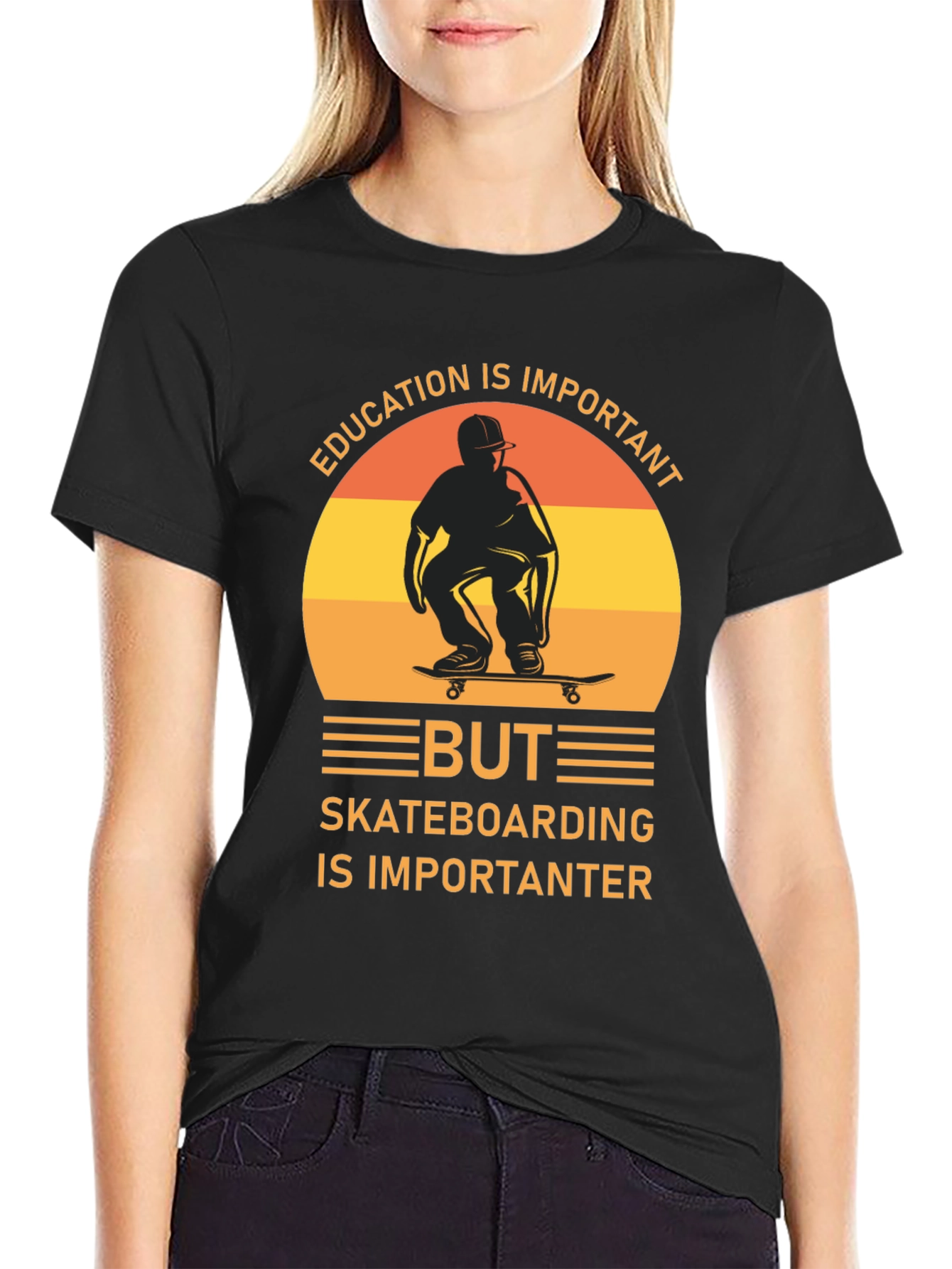 Skateboarding Graphic Tee - Education is Important But...