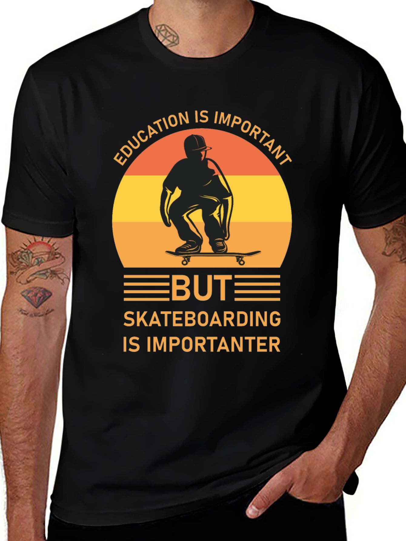 Skateboarding Graphic Tee - Education is Important But...