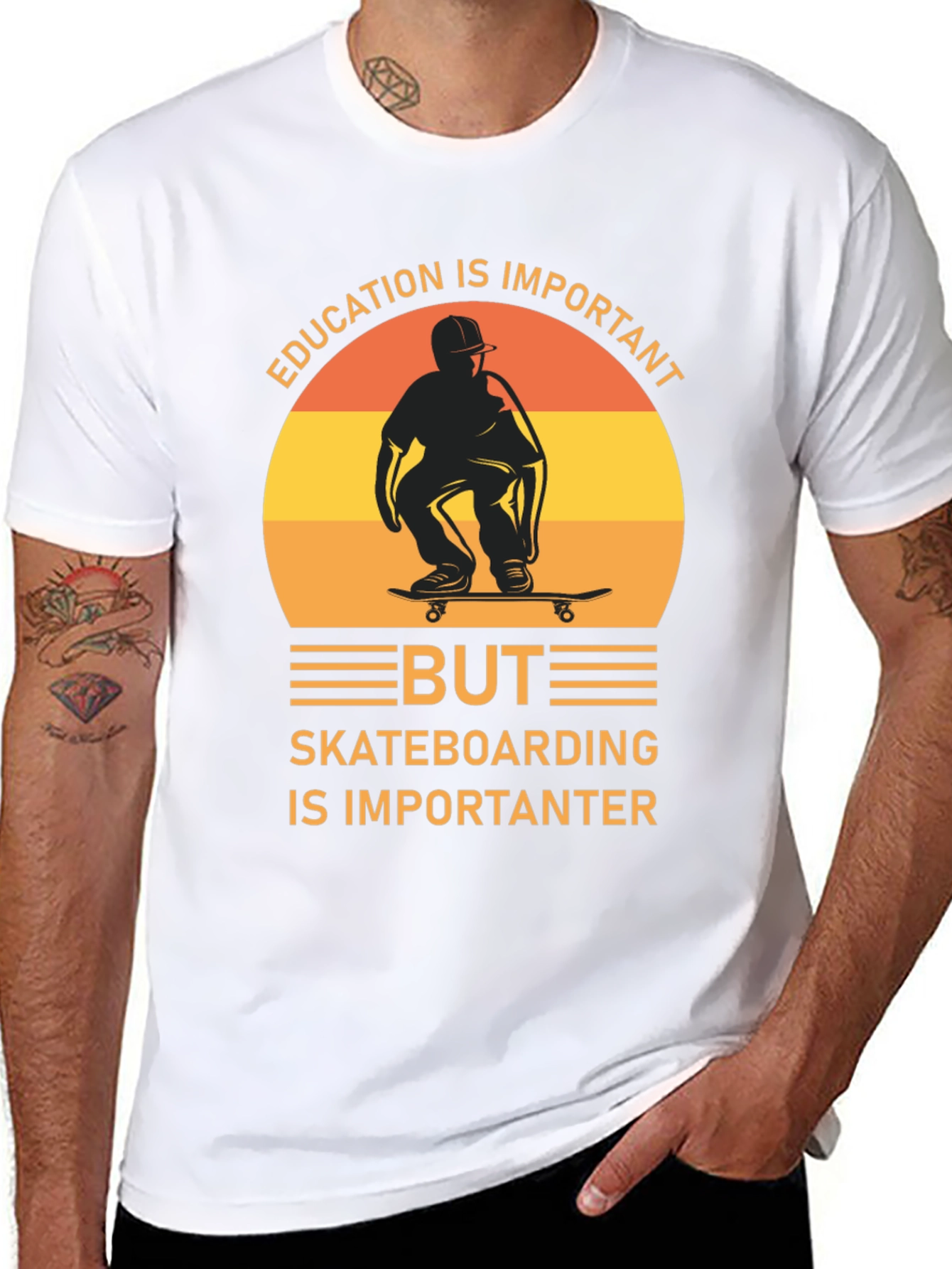 Skateboarding Graphic Tee - Education is Important But...