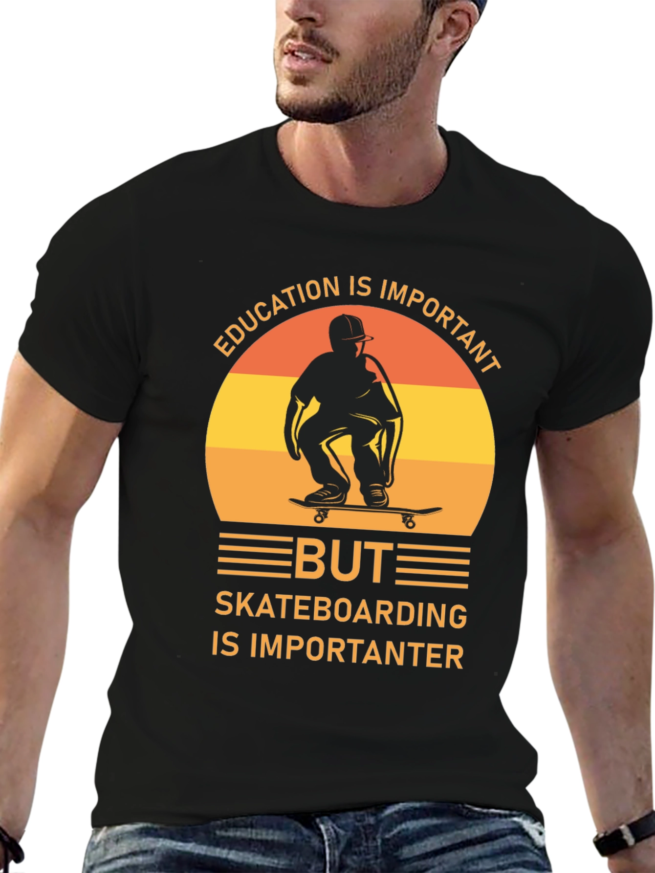 Skateboarding Graphic Tee - Education is Important But...