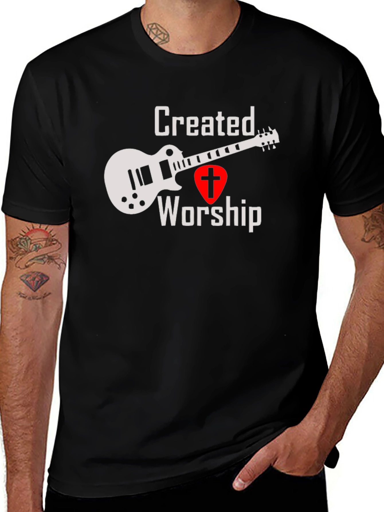 Created To Worship T-Shirt - Guitar Christian Tee