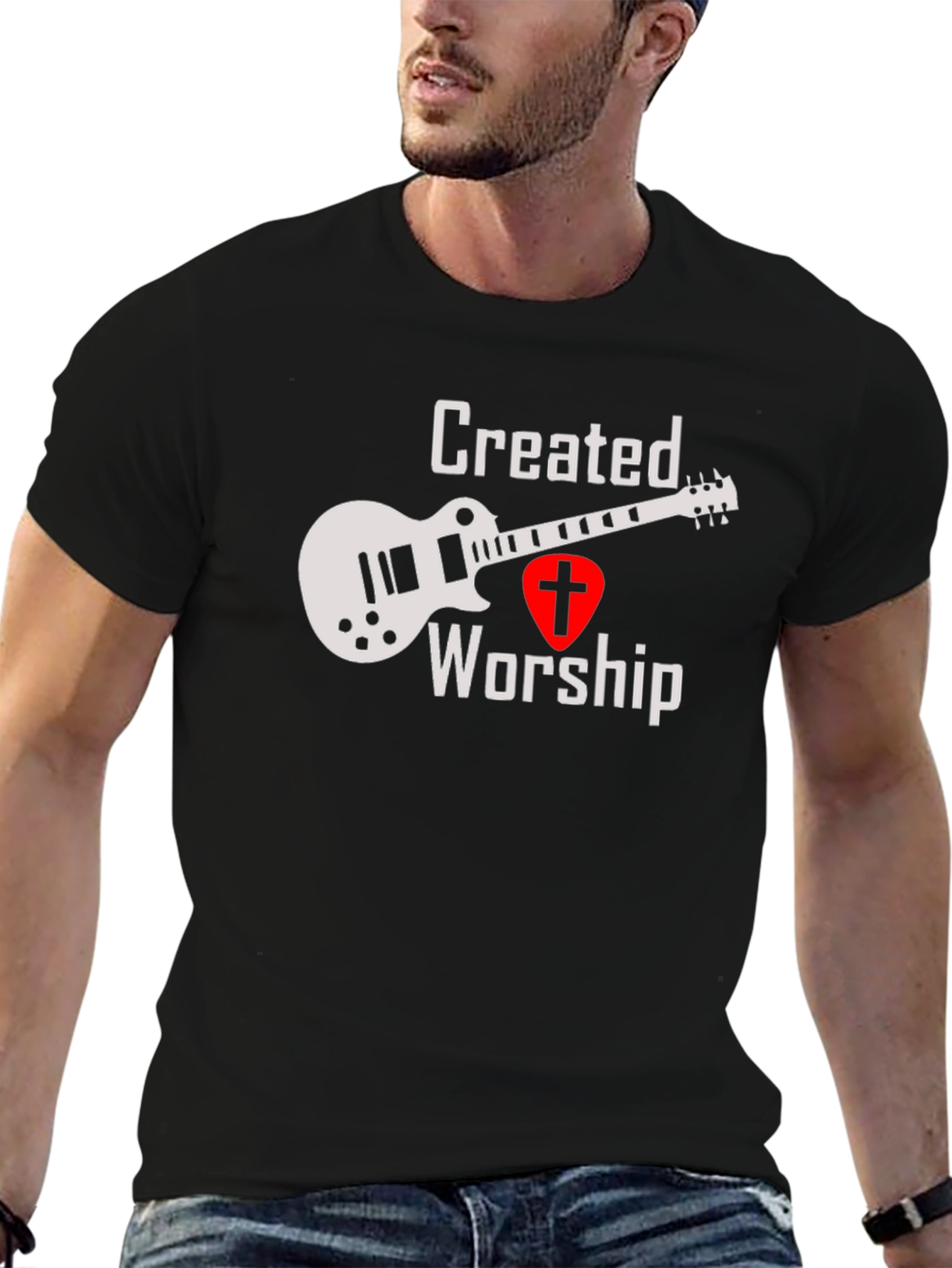 Created To Worship T-Shirt - Guitar Christian Tee