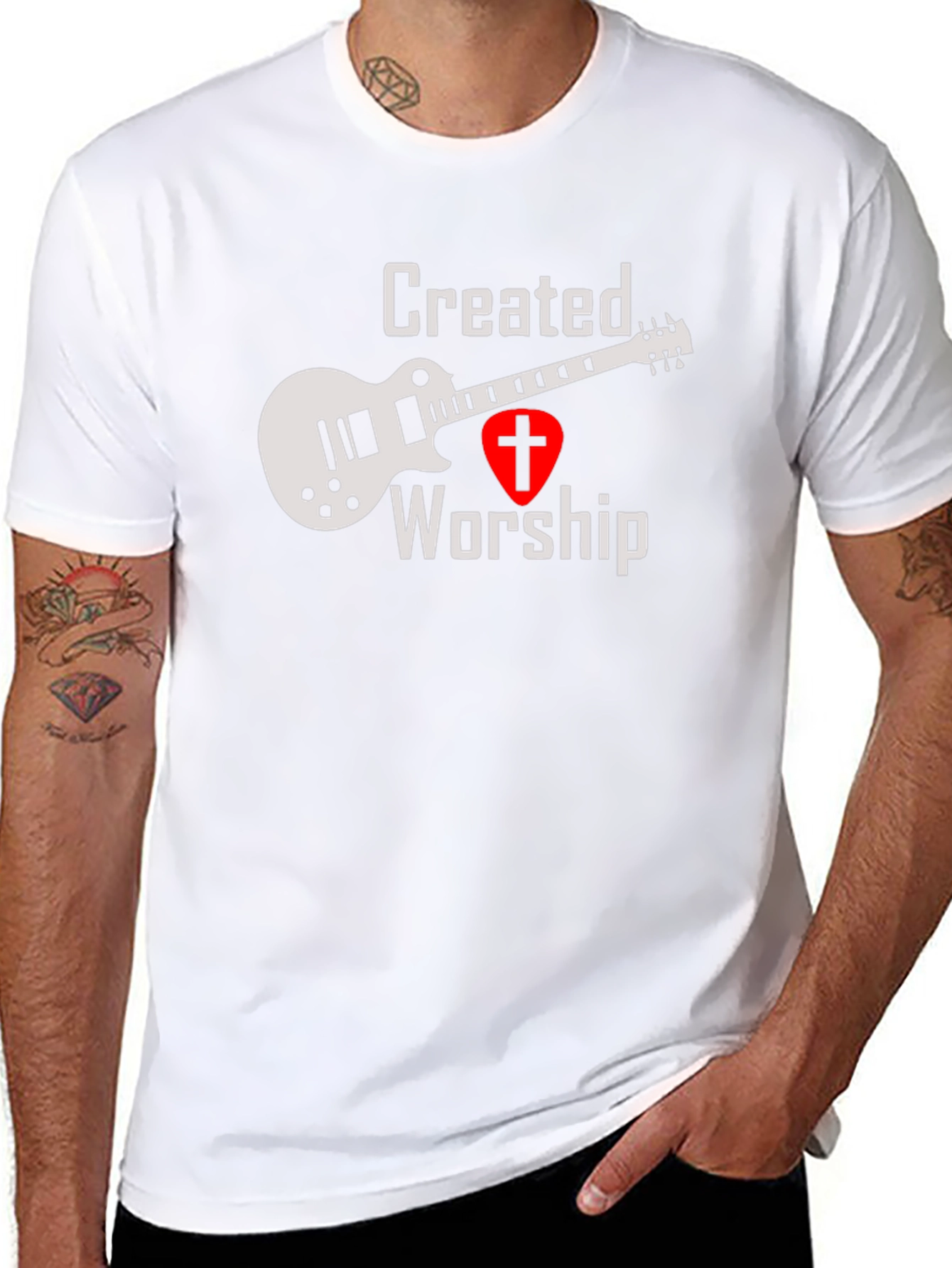 Created To Worship T-Shirt - Guitar Christian Tee