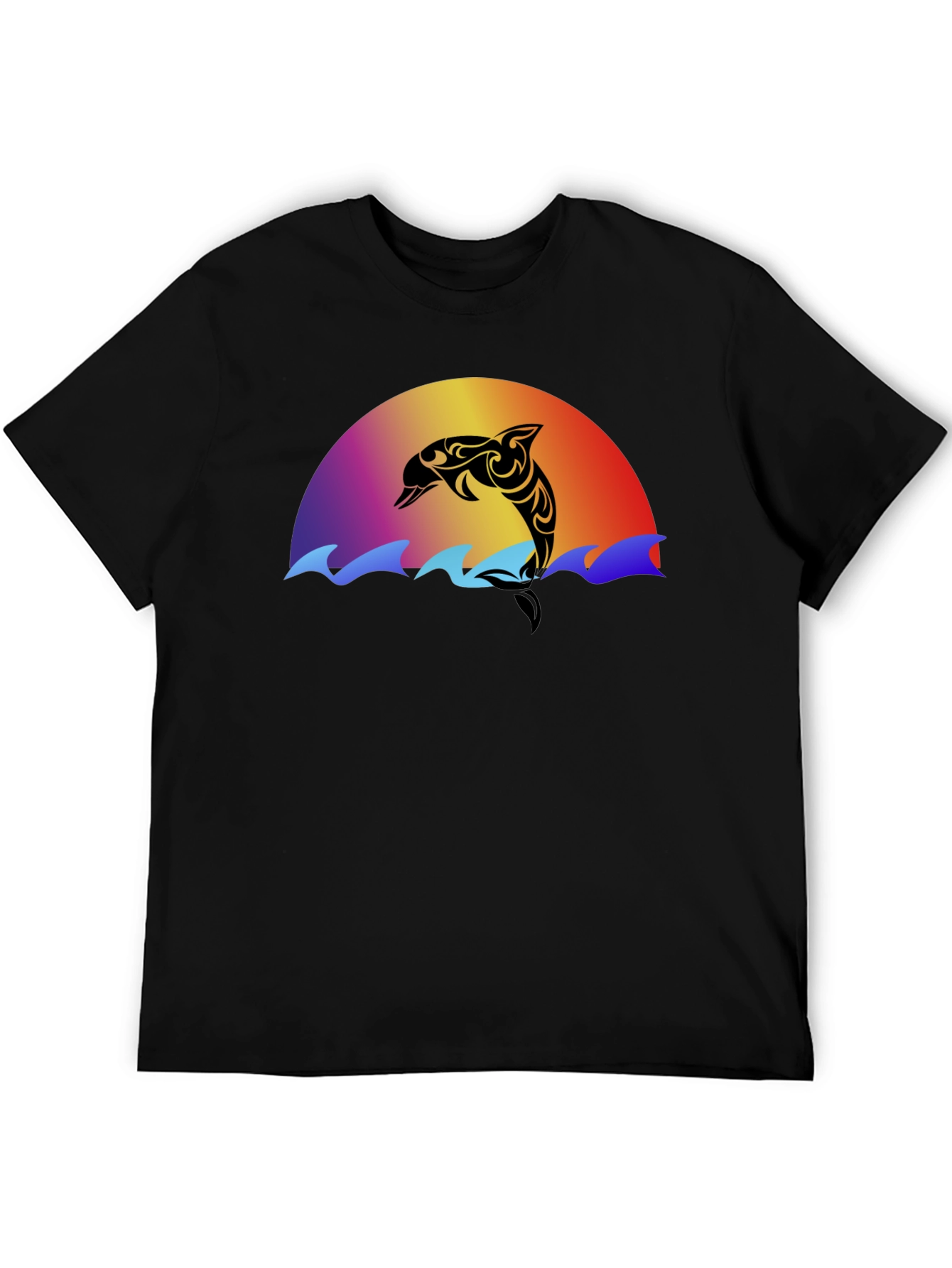 Tribal Dolphin Sunset Graphic T-Shirt