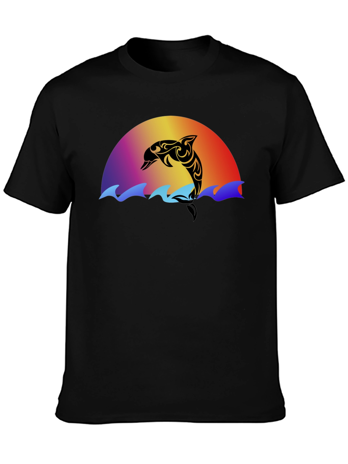 Tribal Dolphin Sunset Graphic T-Shirt