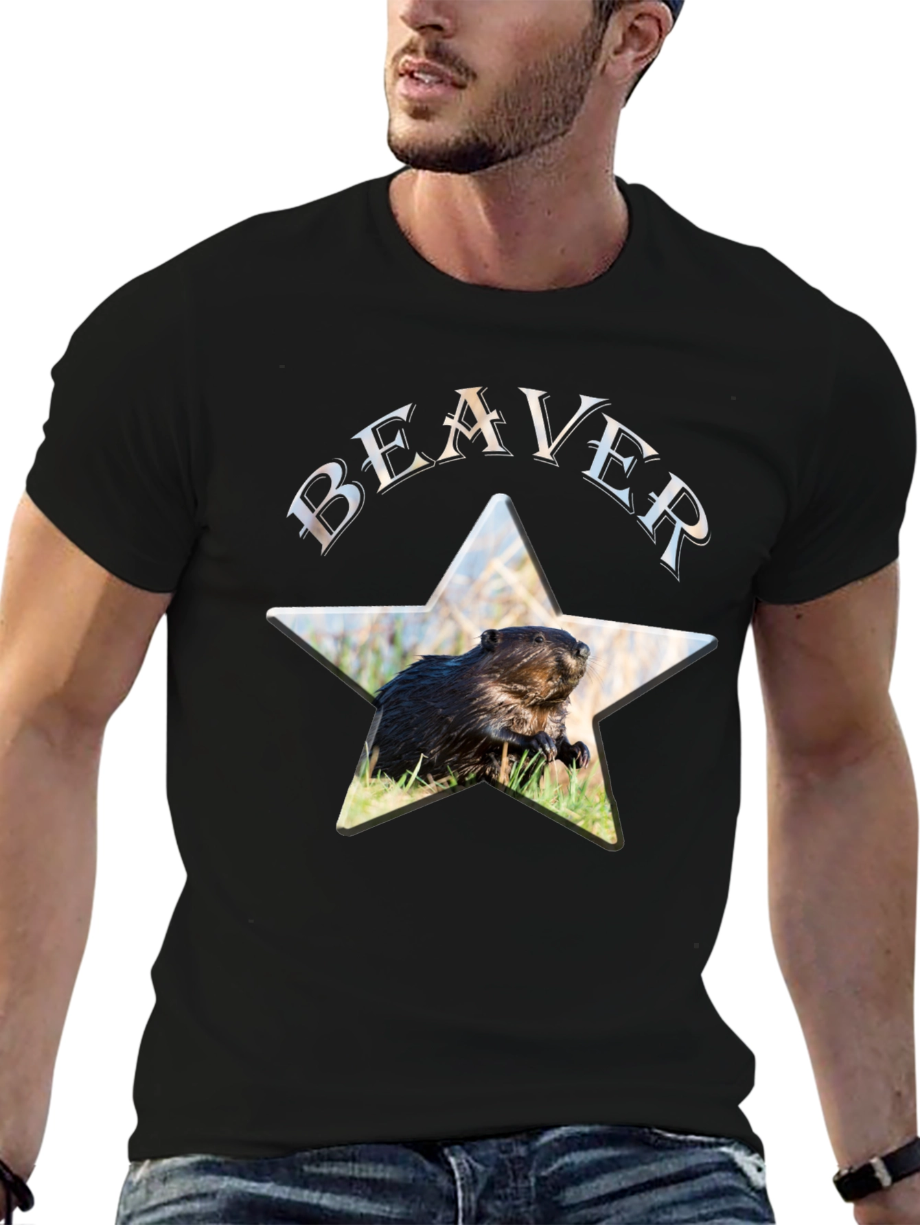 Beaver Star Graphic Black T-Shirt