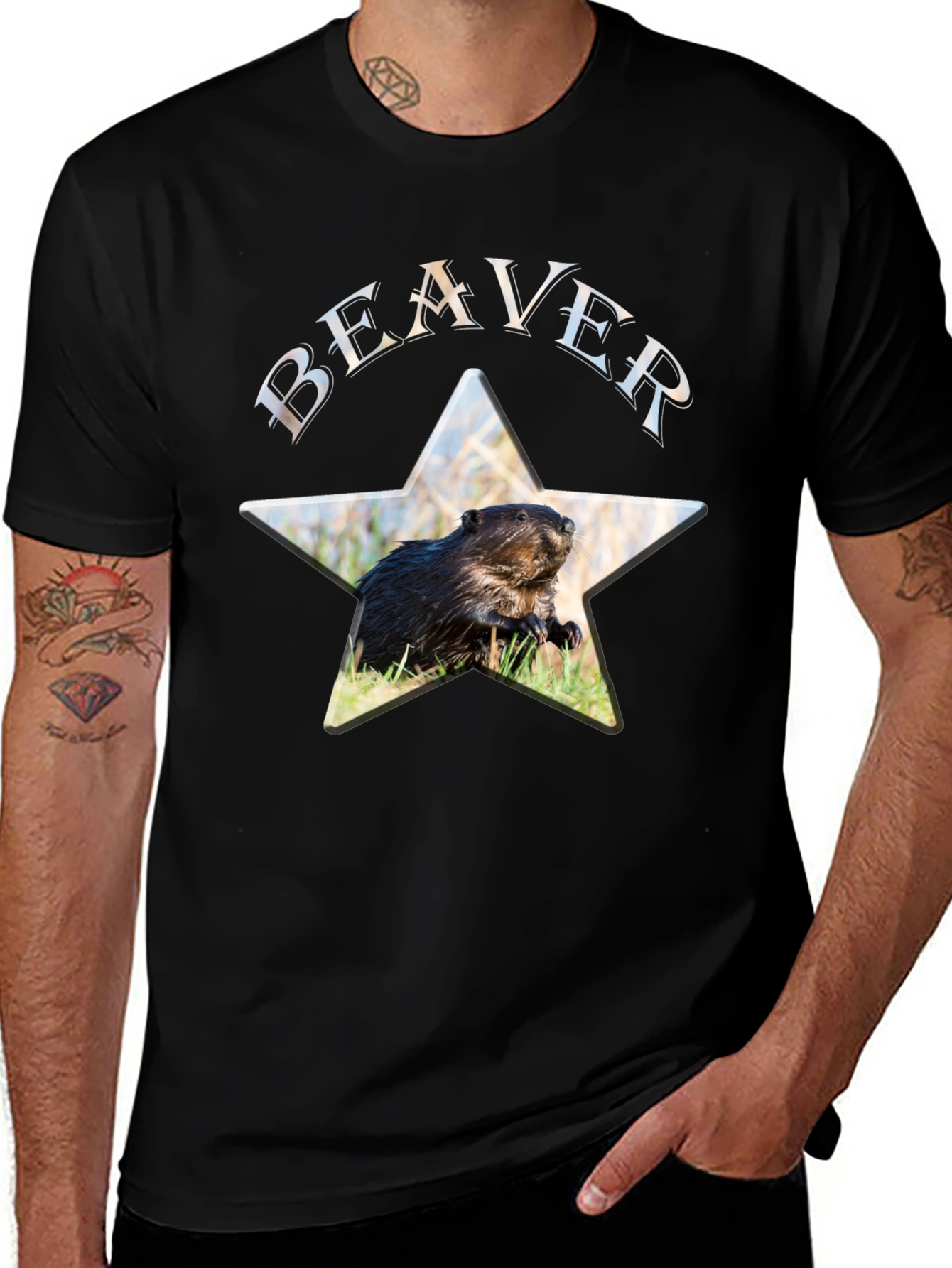 Beaver Star Graphic Black T-Shirt