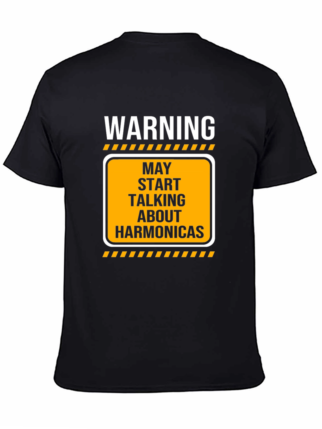 Warning May Talk About Harmonica Black T-Shirt