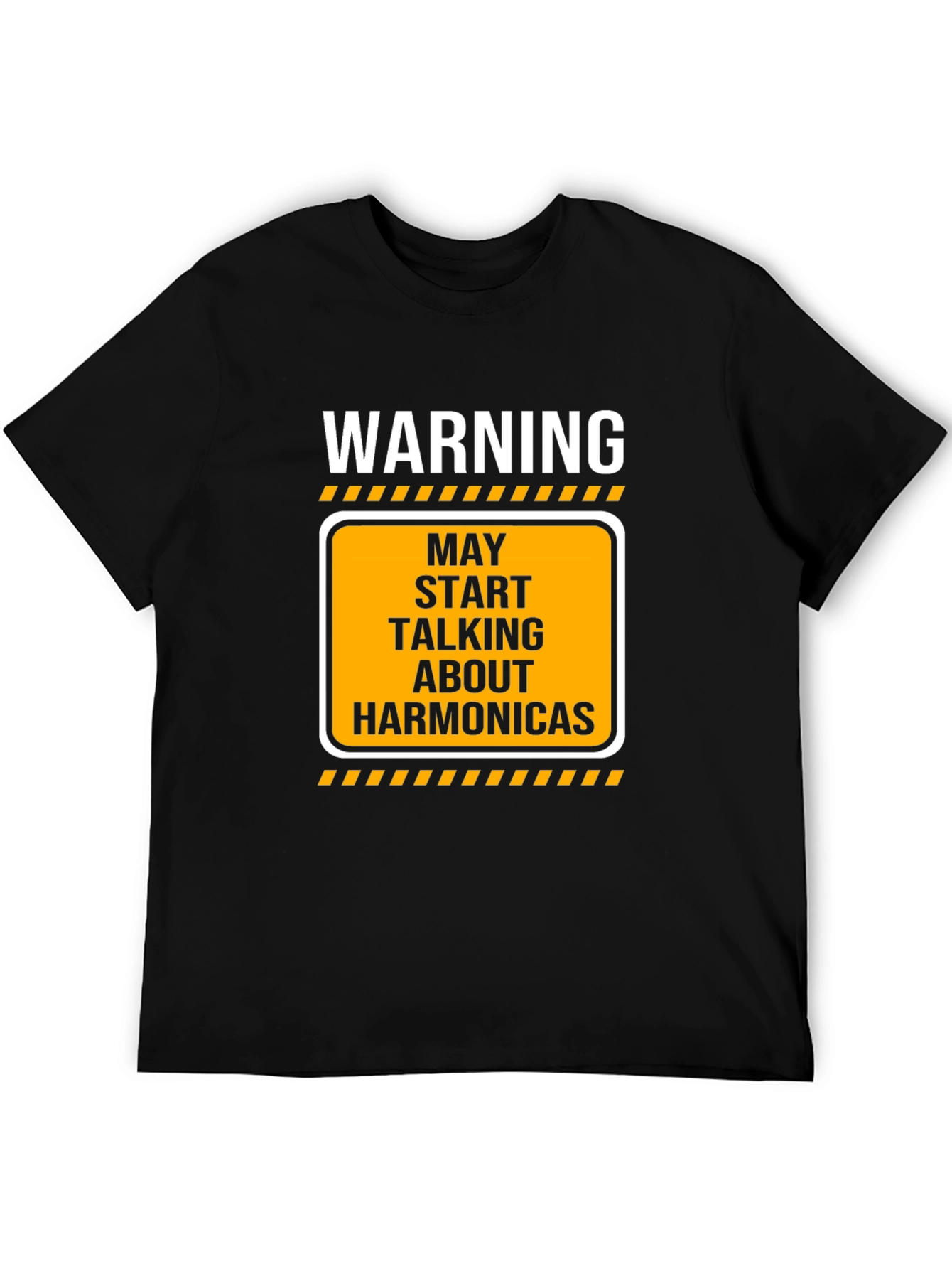 Warning May Talk About Harmonica Black T-Shirt