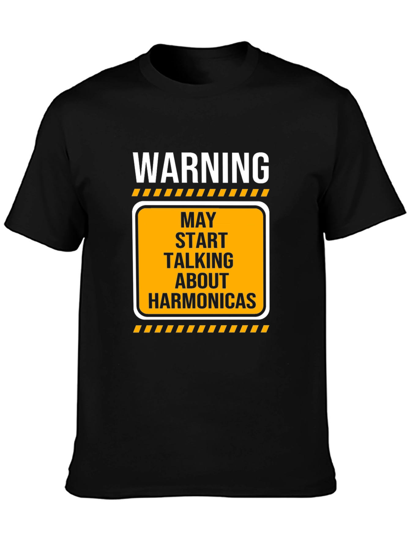 Warning May Talk About Harmonica Black T-Shirt