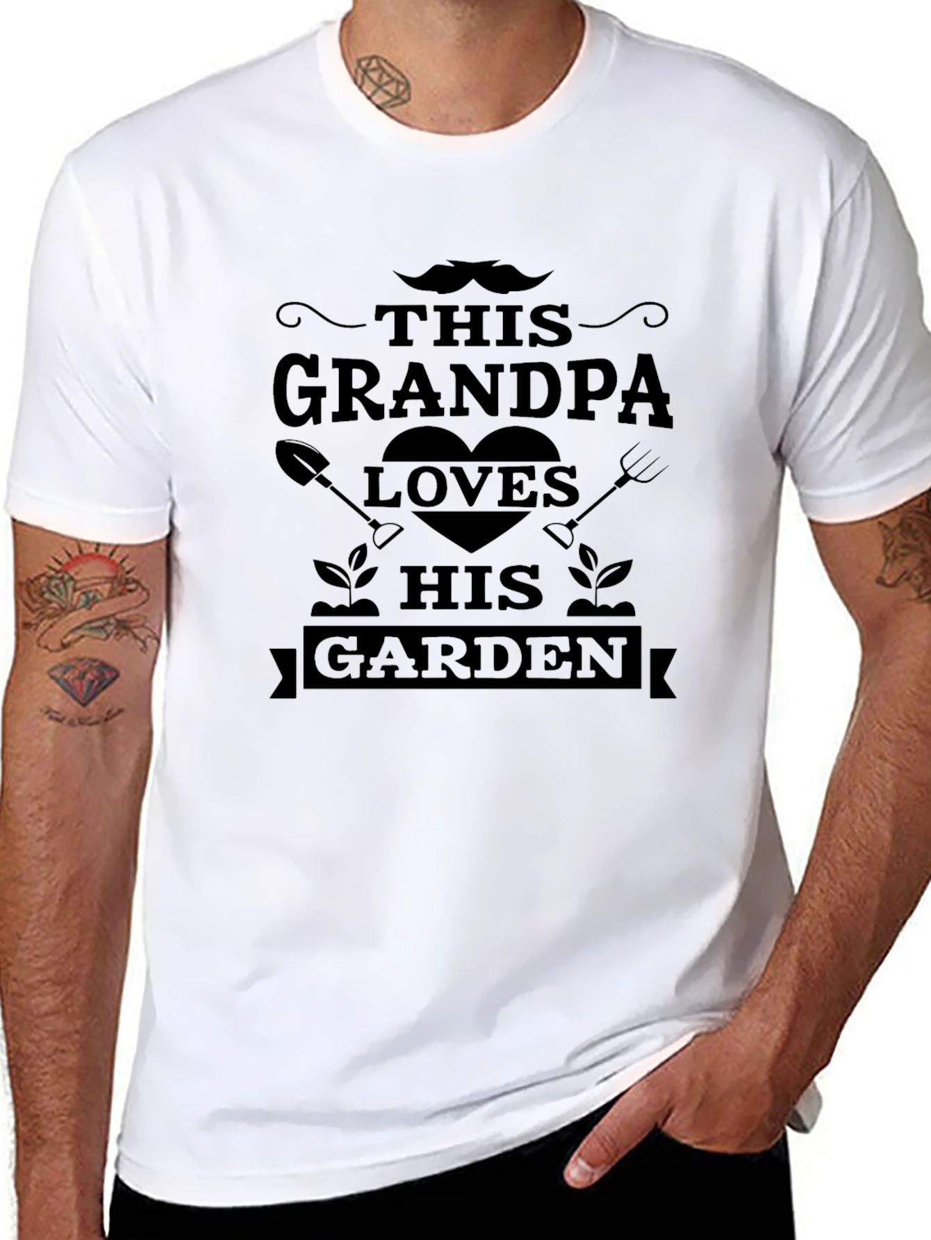 Grandpa Loves His Garden Black T-Shirt