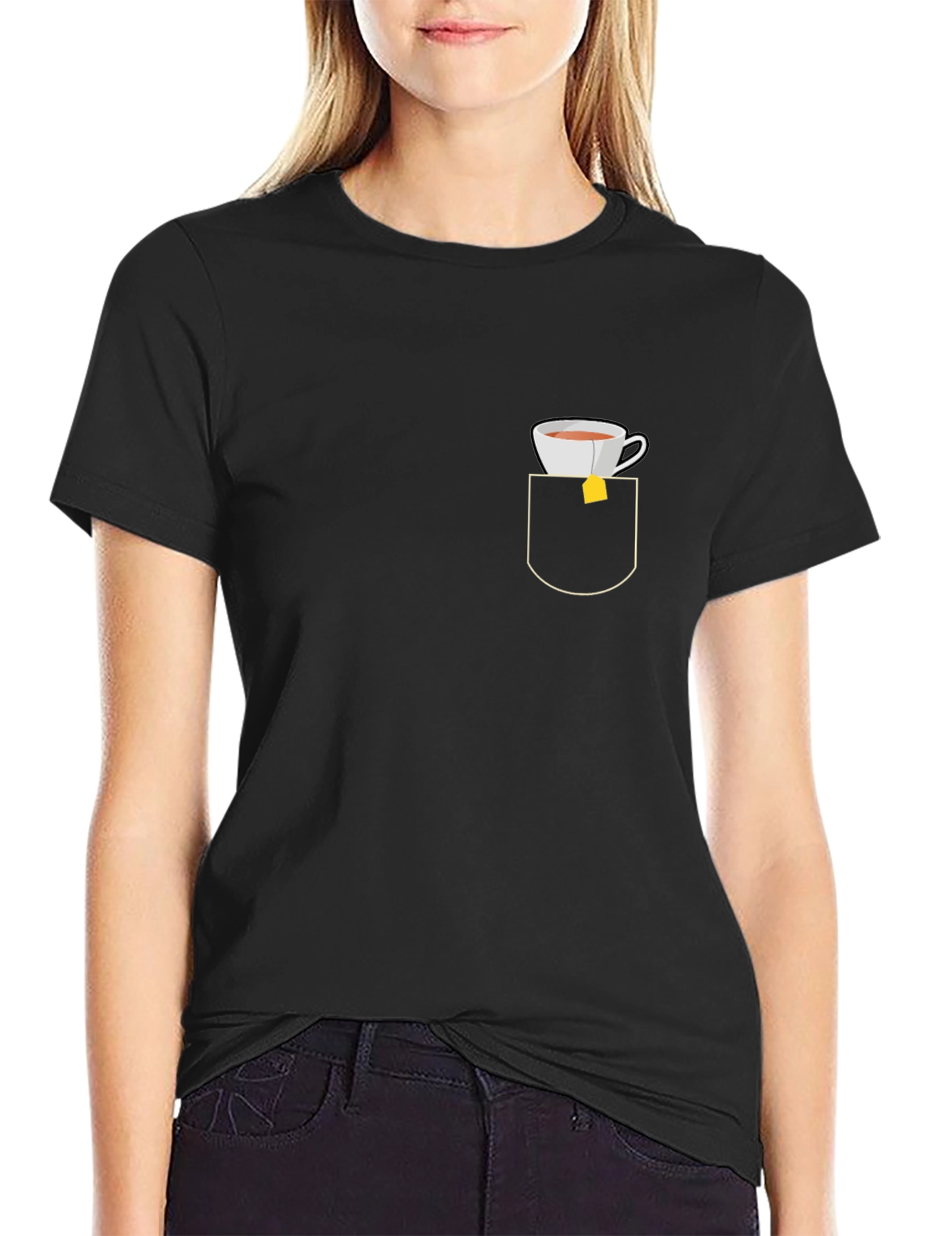 Tea Cup in Pocket Graphic T-Shirt - Relaxed Fit