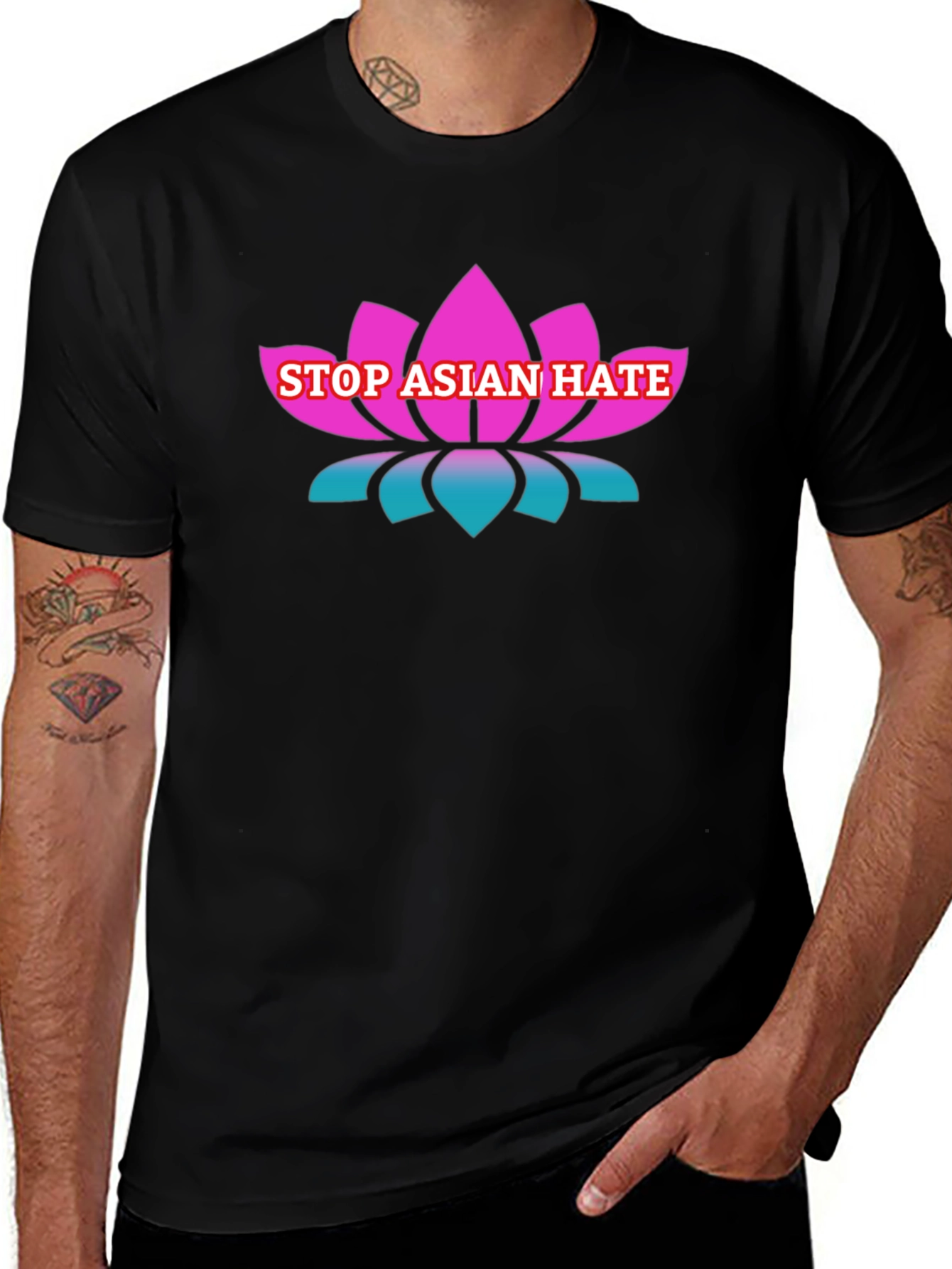 Stop Asian Hate T-Shirt Lotus Flower Design