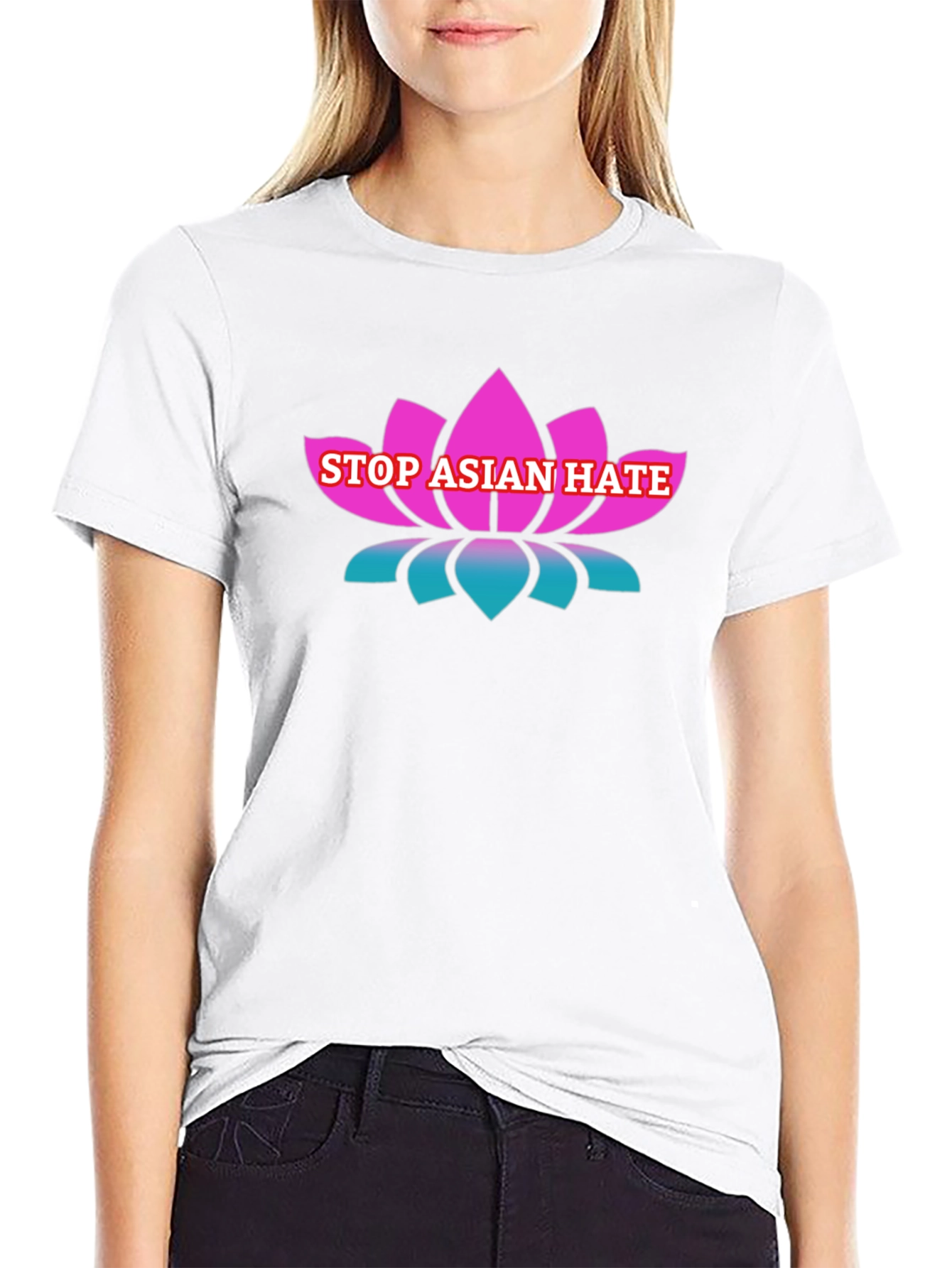 Stop Asian Hate T-Shirt Lotus Flower Design