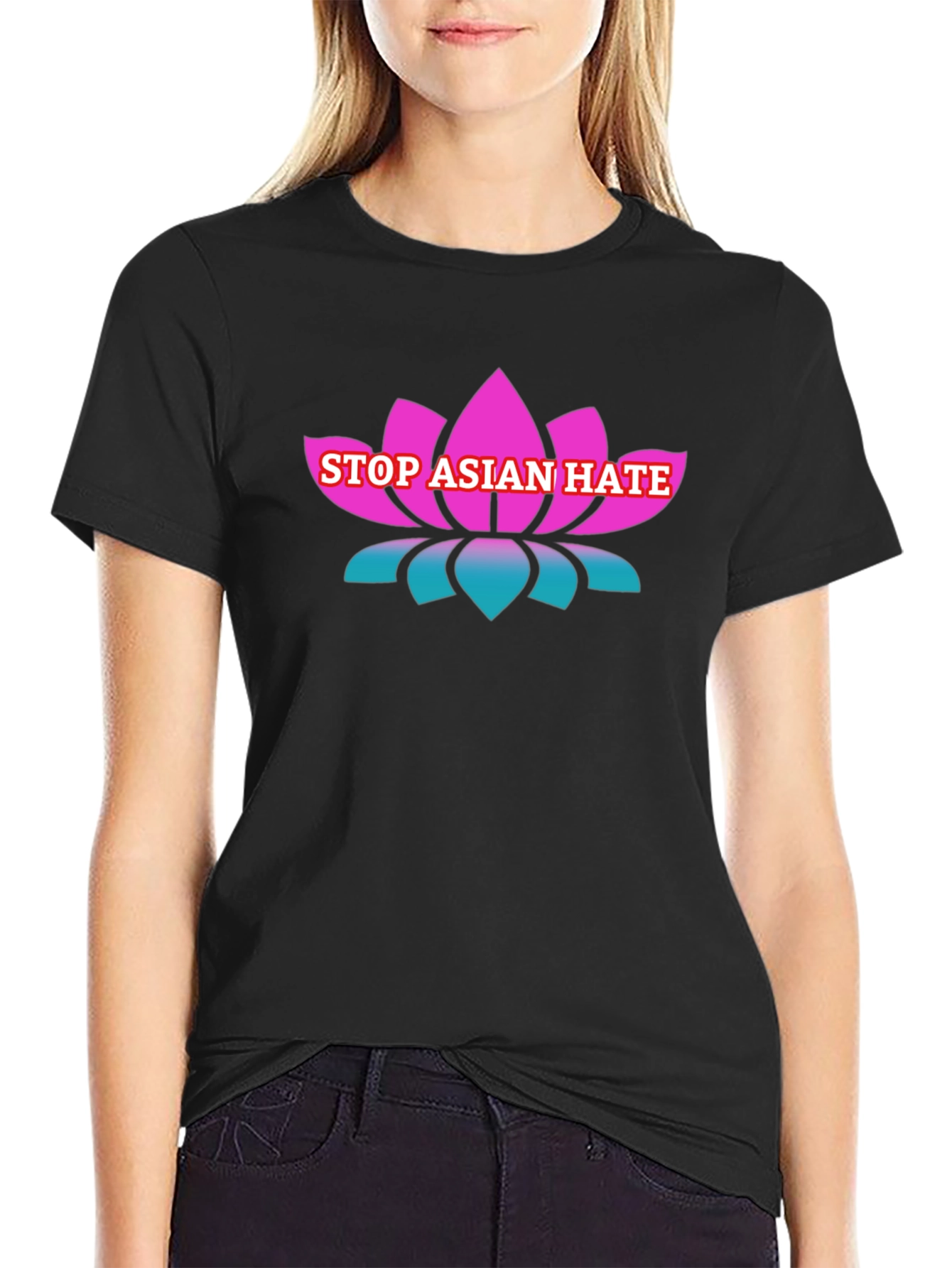 Stop Asian Hate T-Shirt Lotus Flower Design