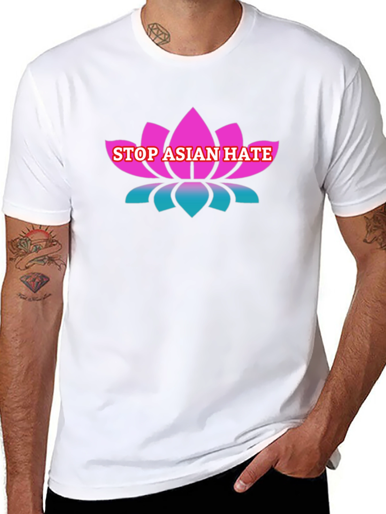 Stop Asian Hate T-Shirt Lotus Flower Design
