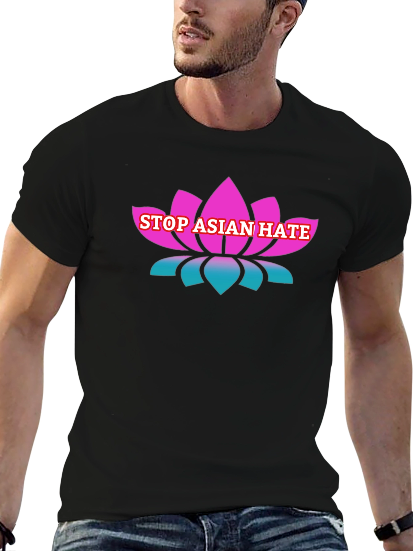 Stop Asian Hate T-Shirt Lotus Flower Design