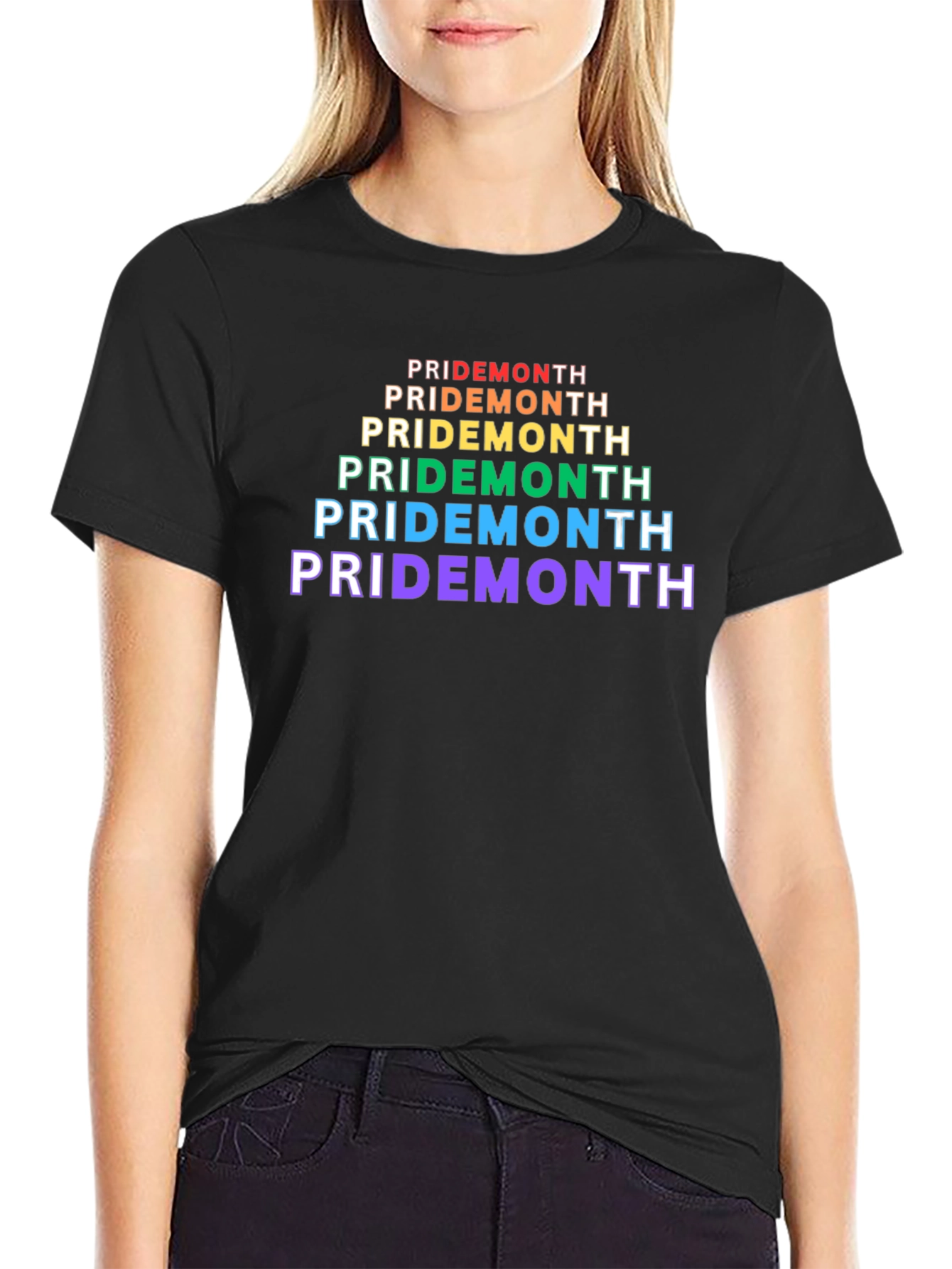 Pride Month Rainbow Text T-Shirt