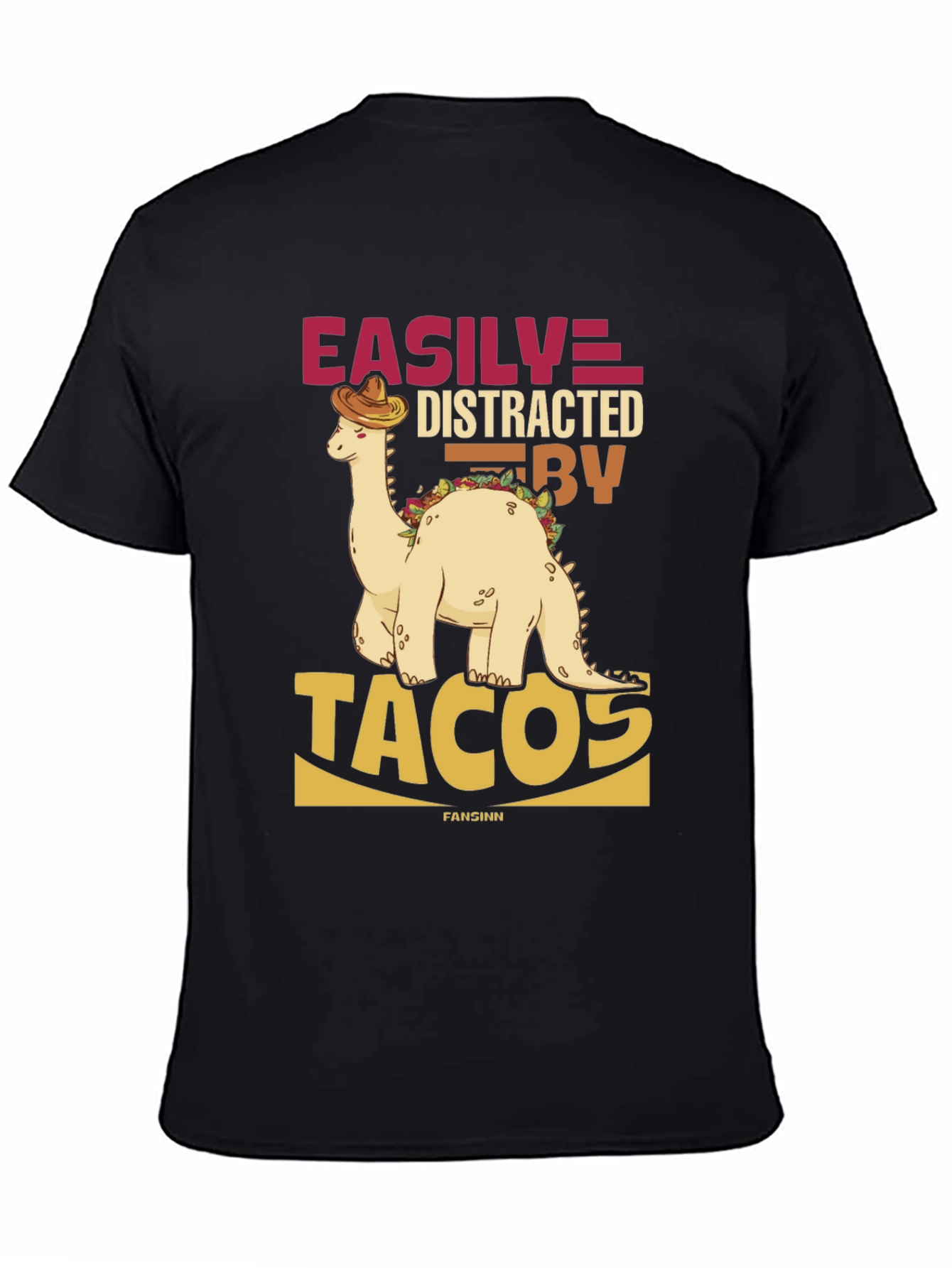 Easily Distracted By Tacos Black T-Shirt