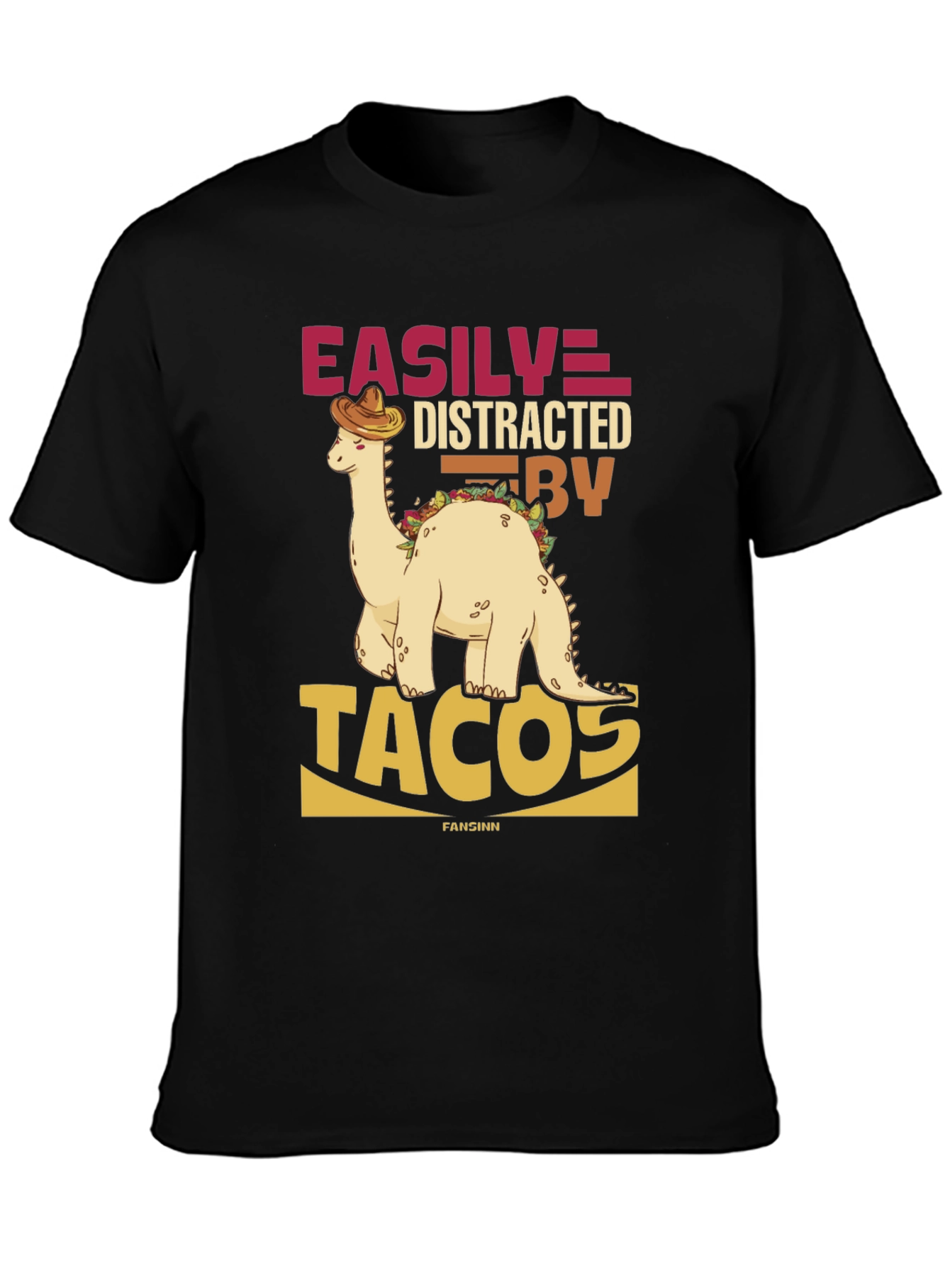 Easily Distracted By Tacos Black T-Shirt