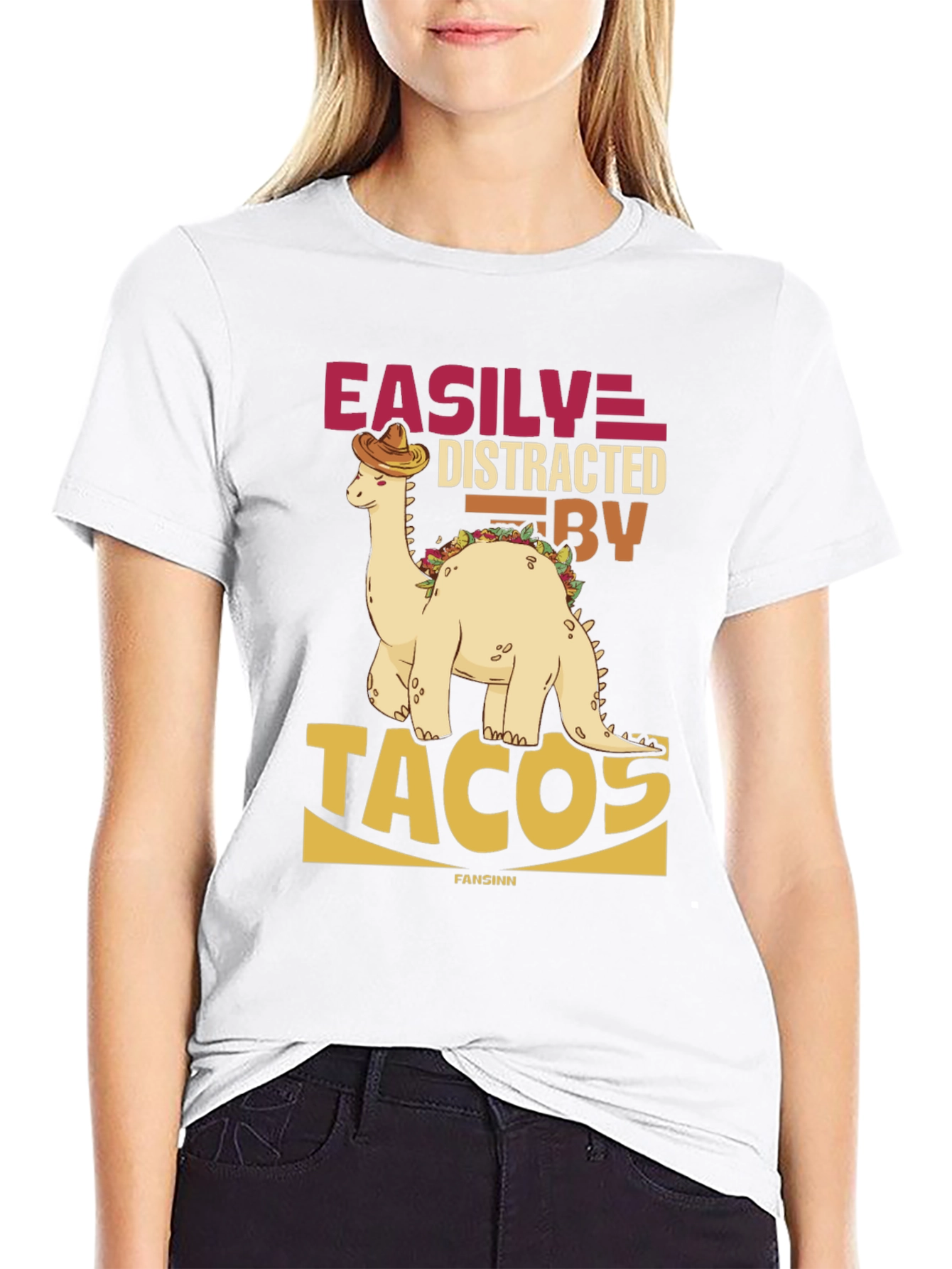 Easily Distracted By Tacos Black T-Shirt