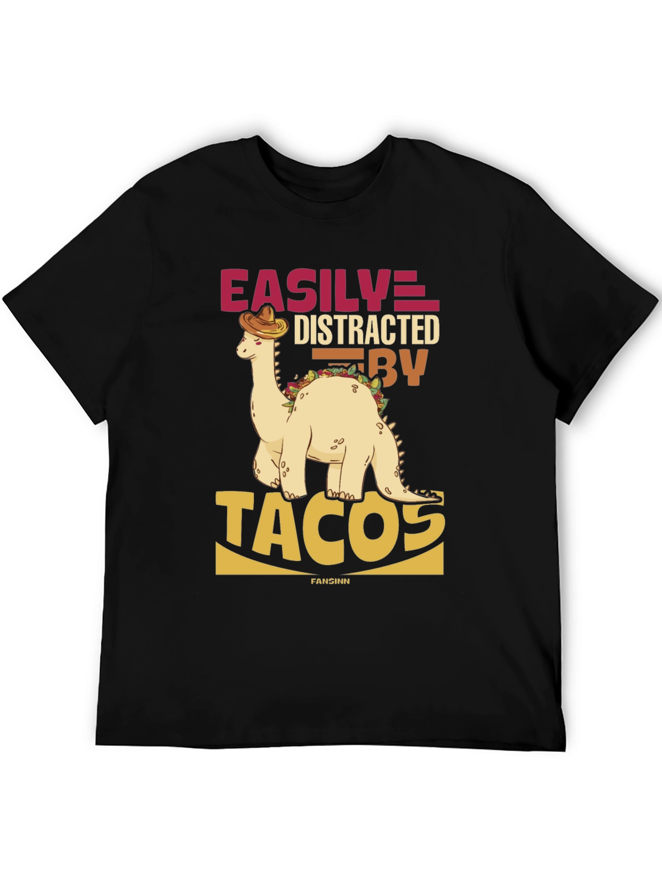 Easily Distracted By Tacos Black T-Shirt