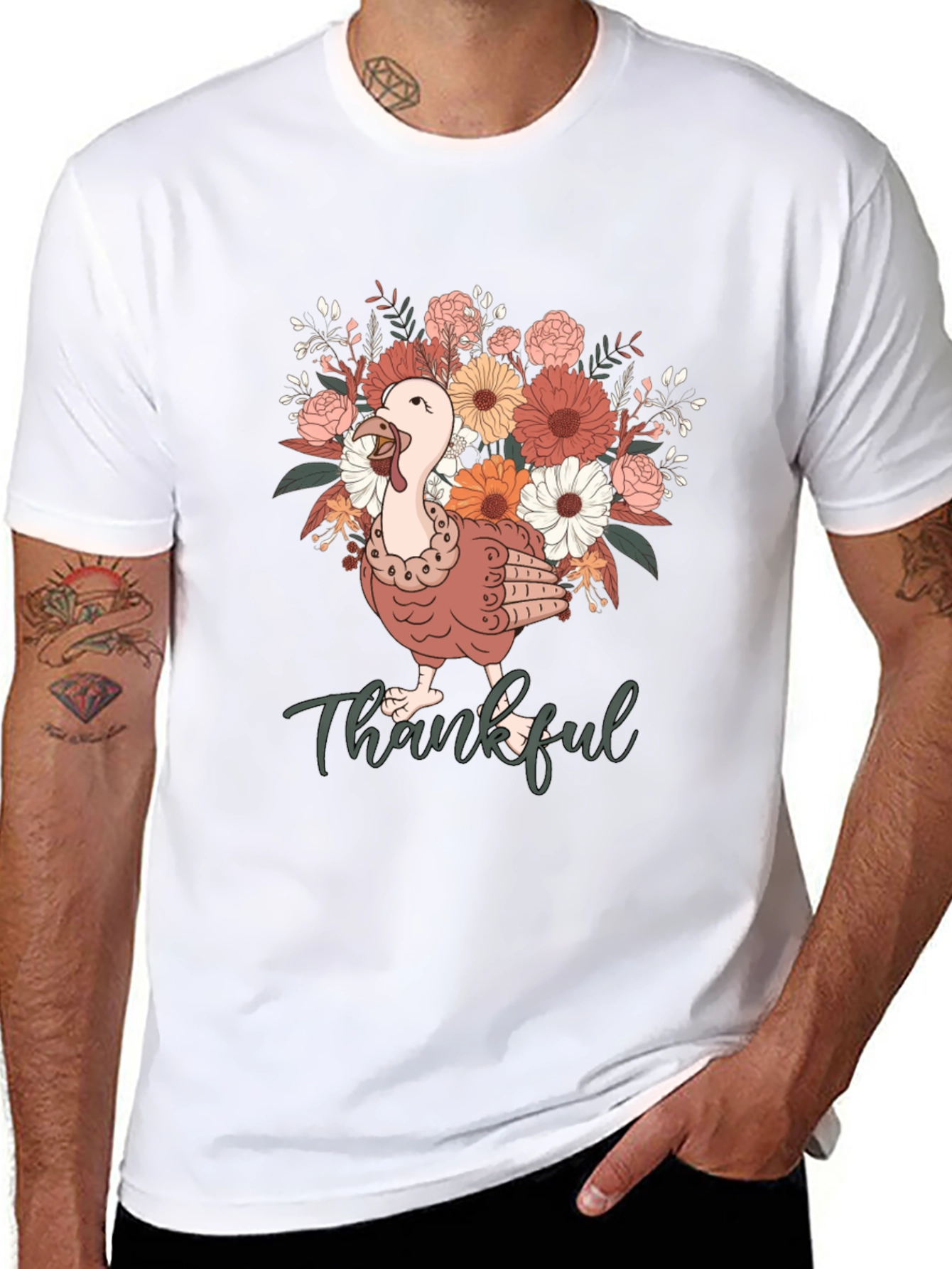 Thankful Turkey Floral T-Shirt