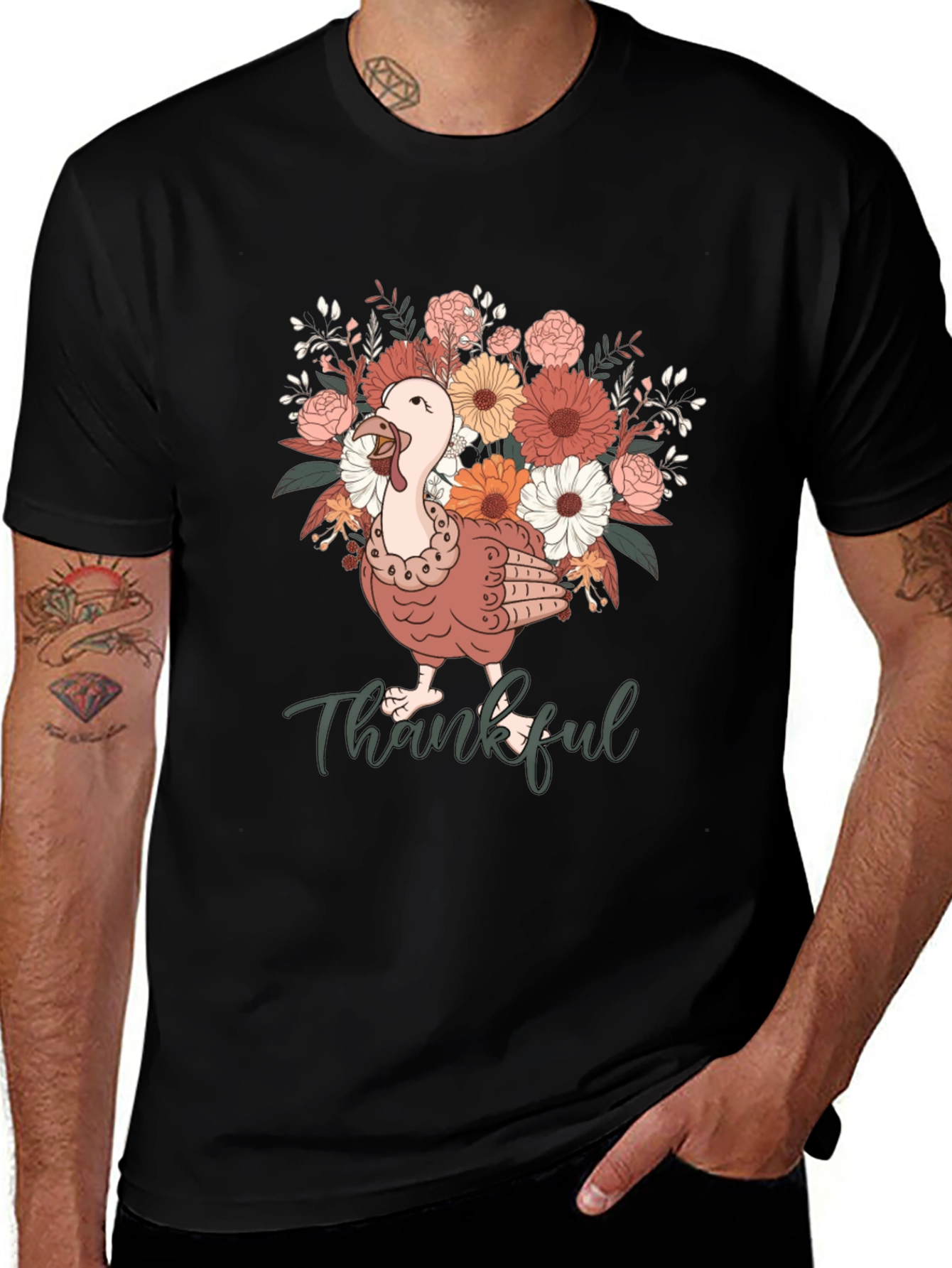 Thankful Turkey Floral T-Shirt