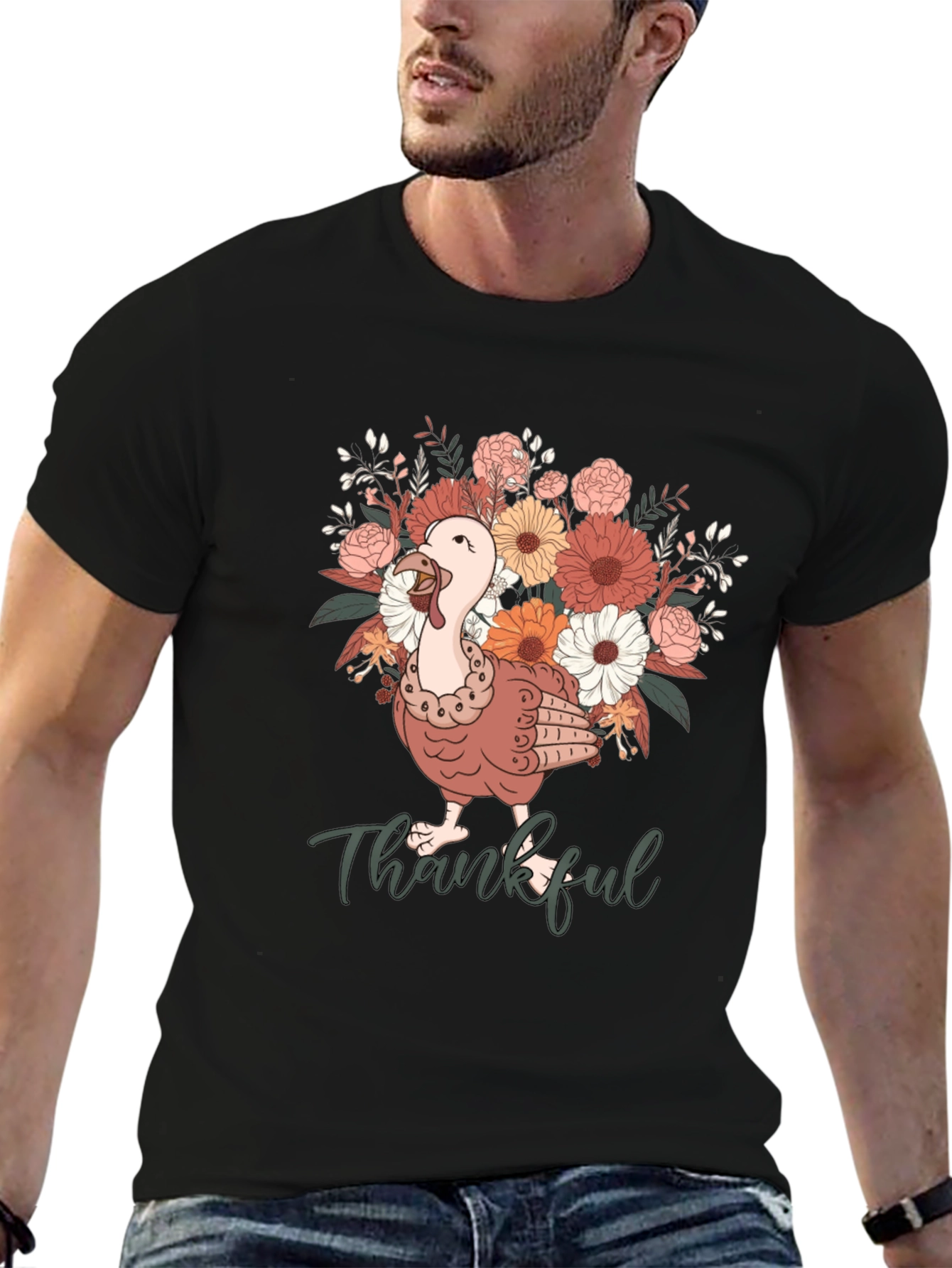 Thankful Turkey Floral T-Shirt