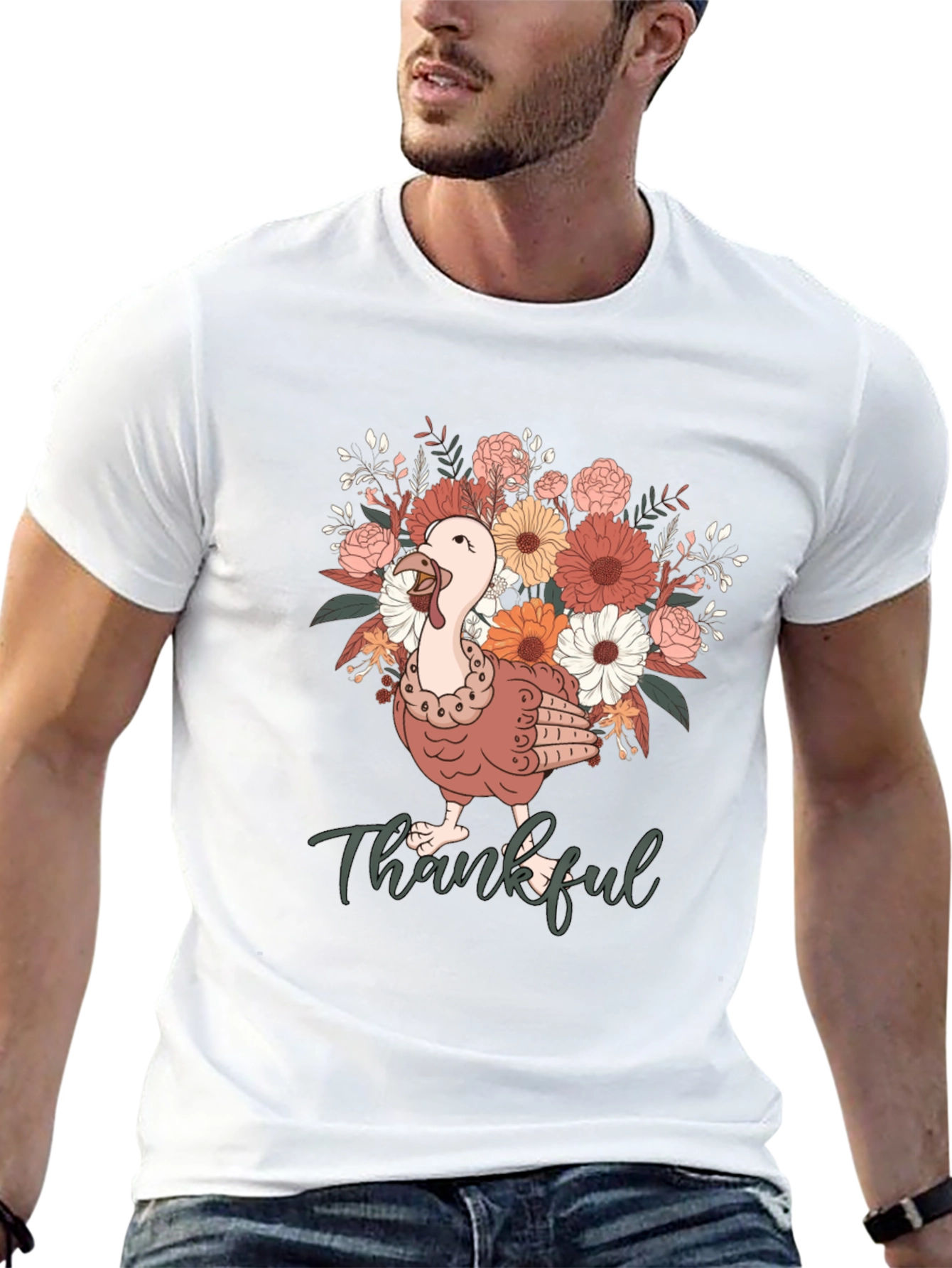 Thankful Turkey Floral T-Shirt