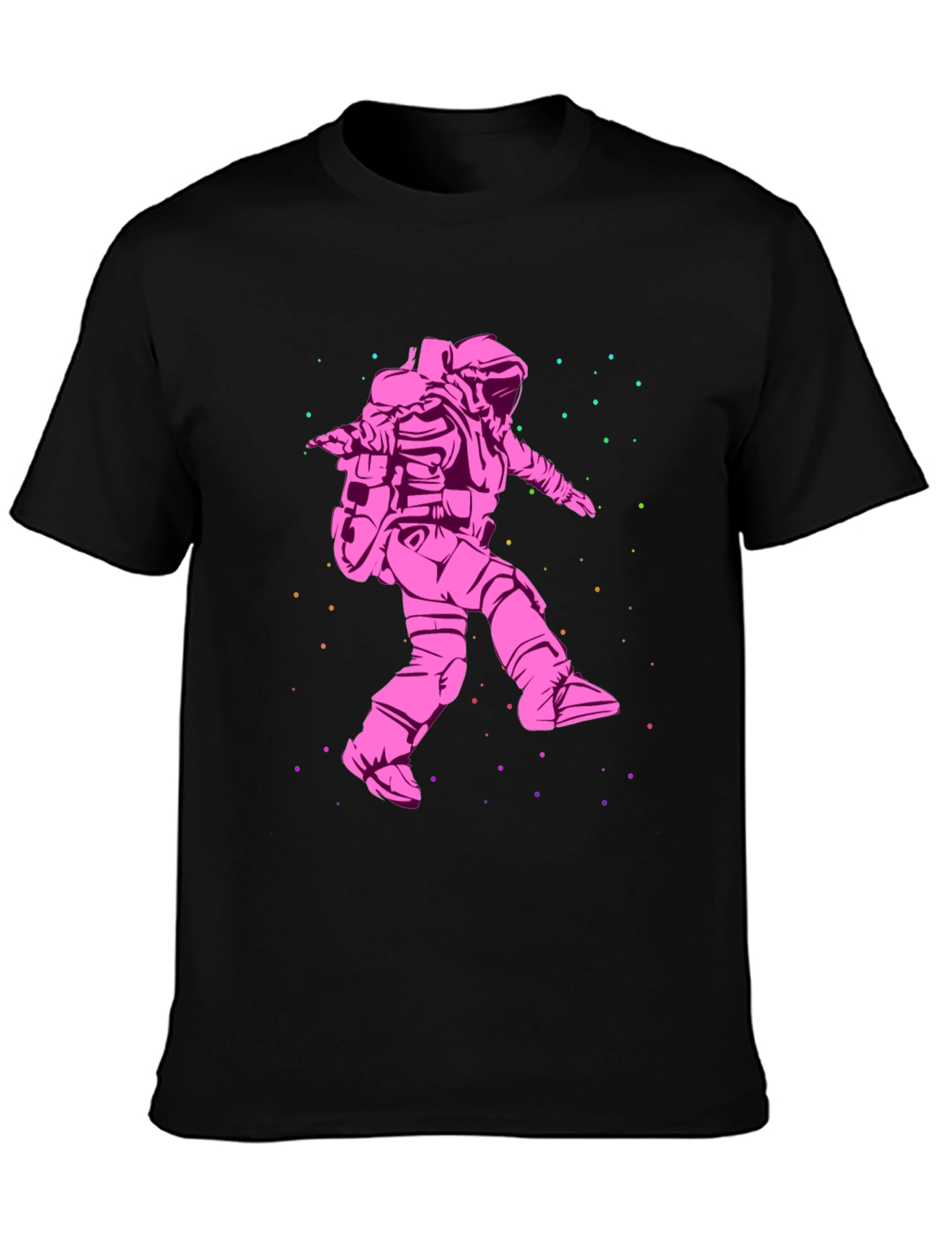 Astronaut in Space Graphic T-Shirt - Black Cotton Tee