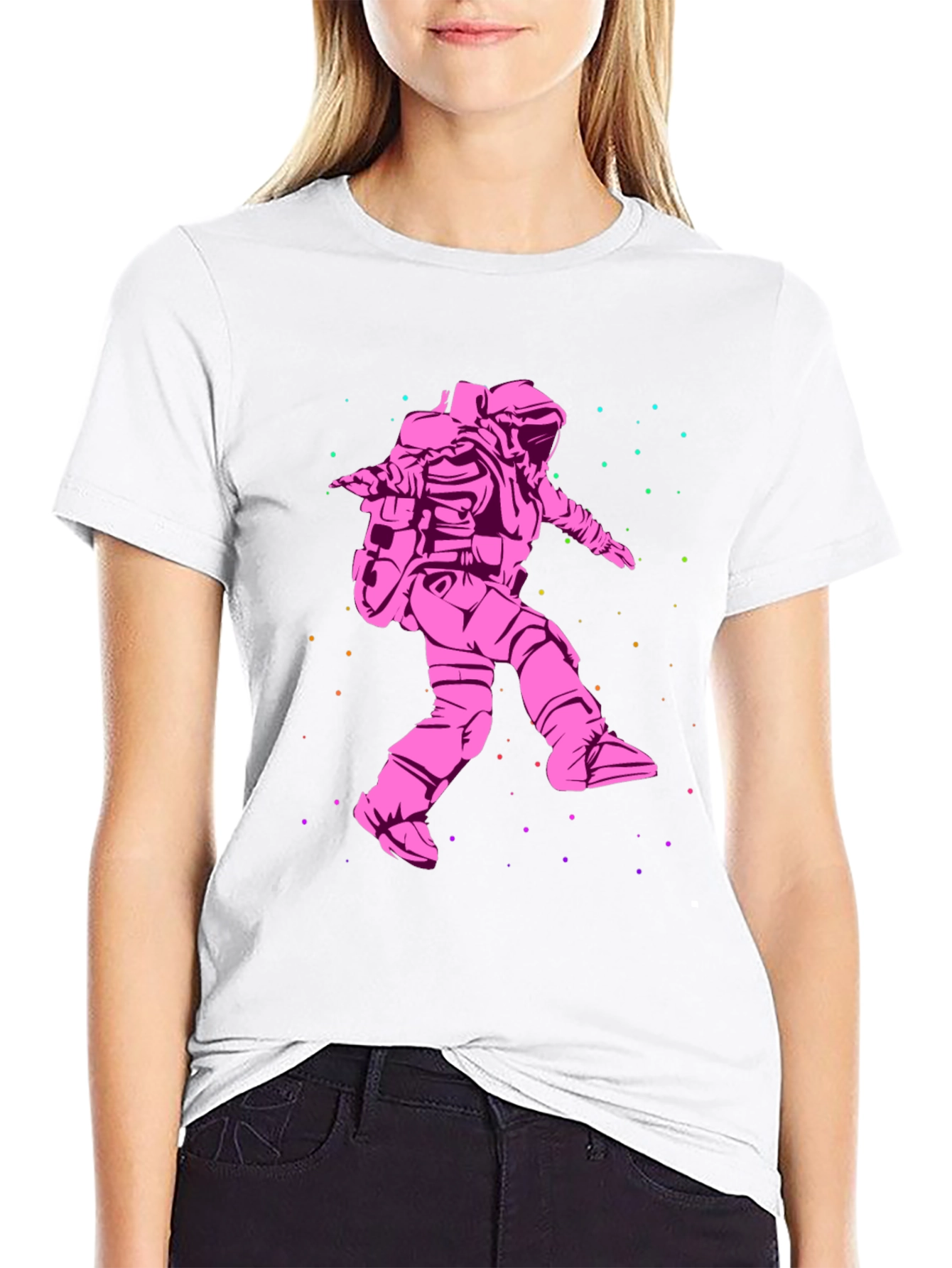 Astronaut in Space Graphic T-Shirt - Black Cotton Tee