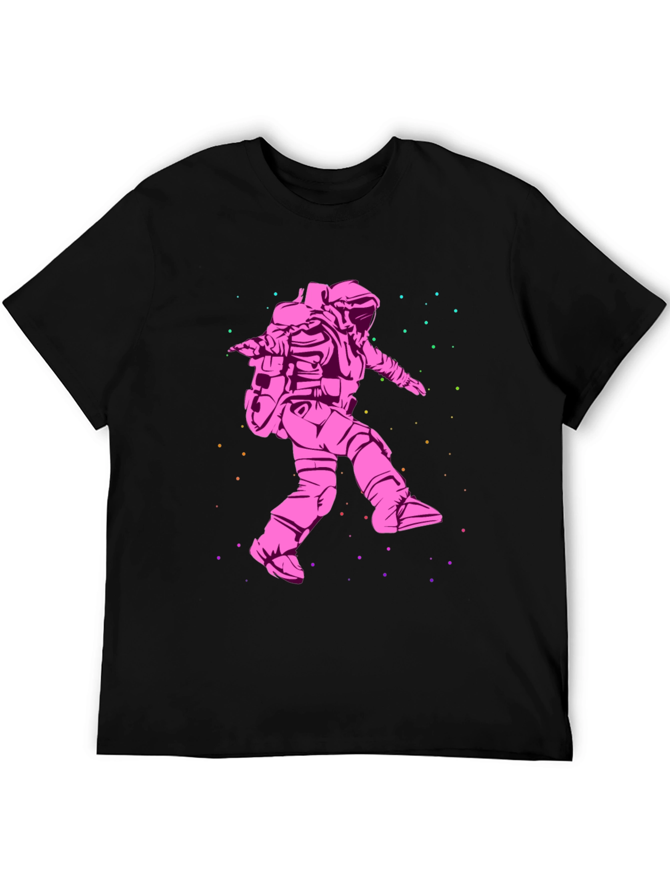 Astronaut in Space Graphic T-Shirt - Black Cotton Tee