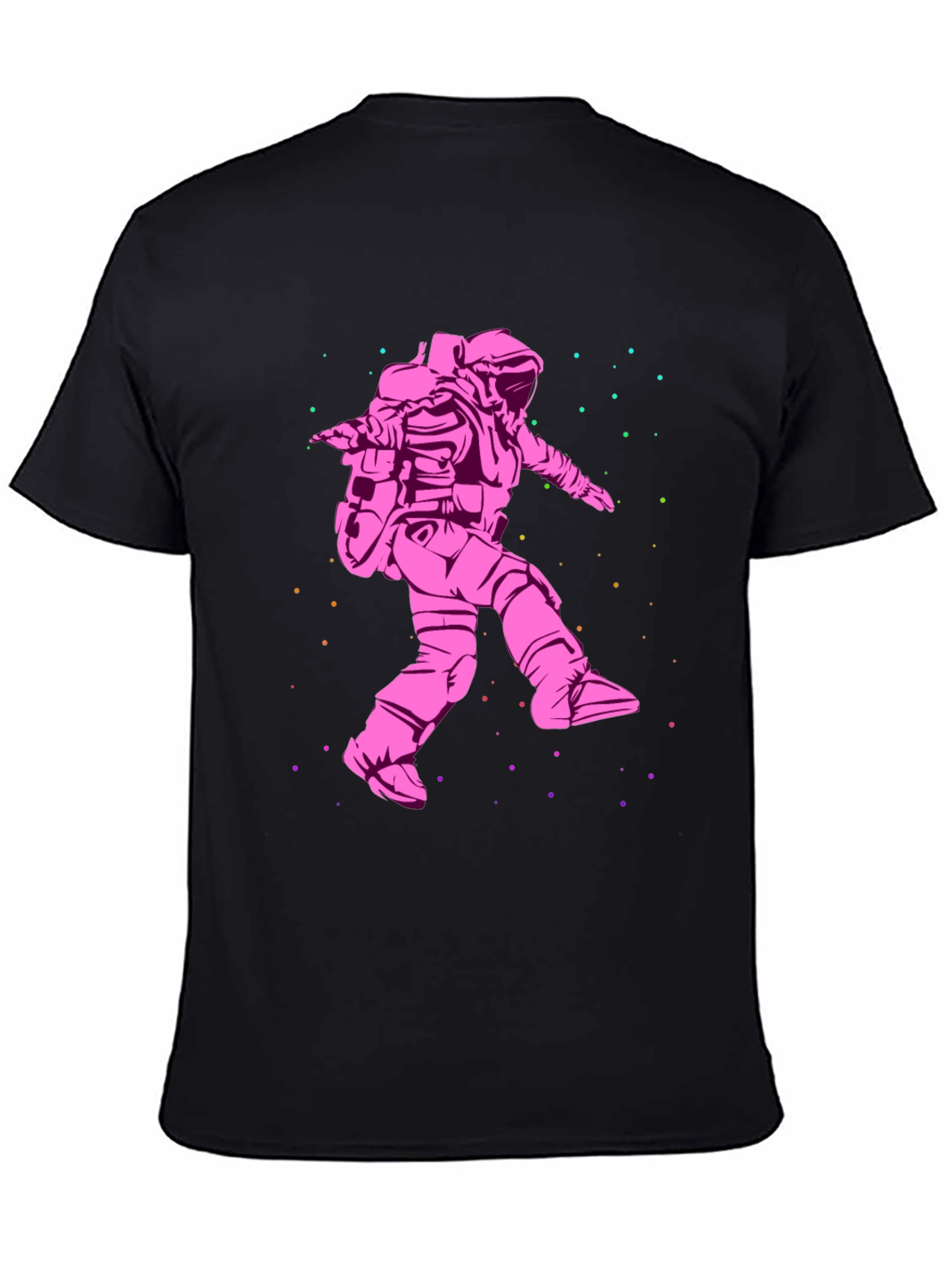 Astronaut in Space Graphic T-Shirt - Black Cotton Tee