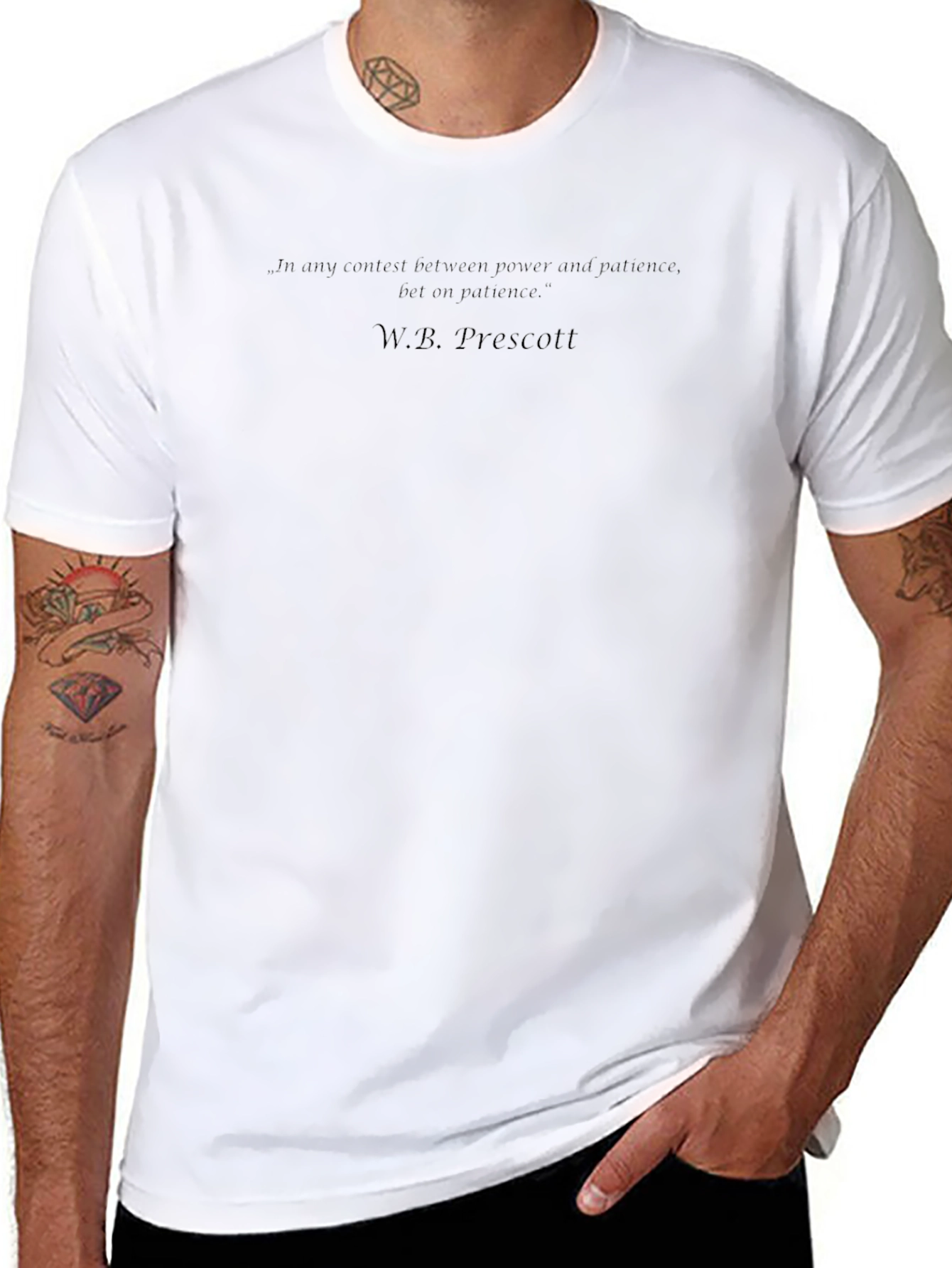 Mens Black T-Shirt with Quote by W.B. Prescott