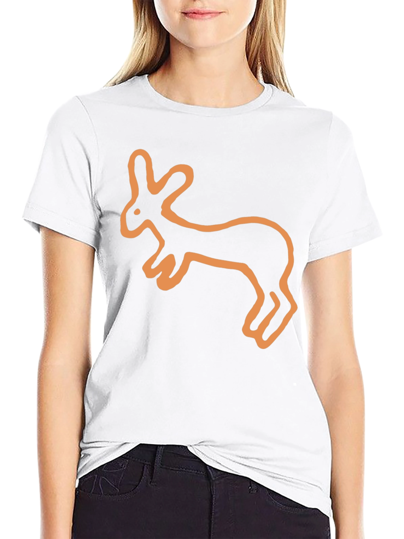 Rabbit Graphic Tee - Black Cotton Casual Shirt