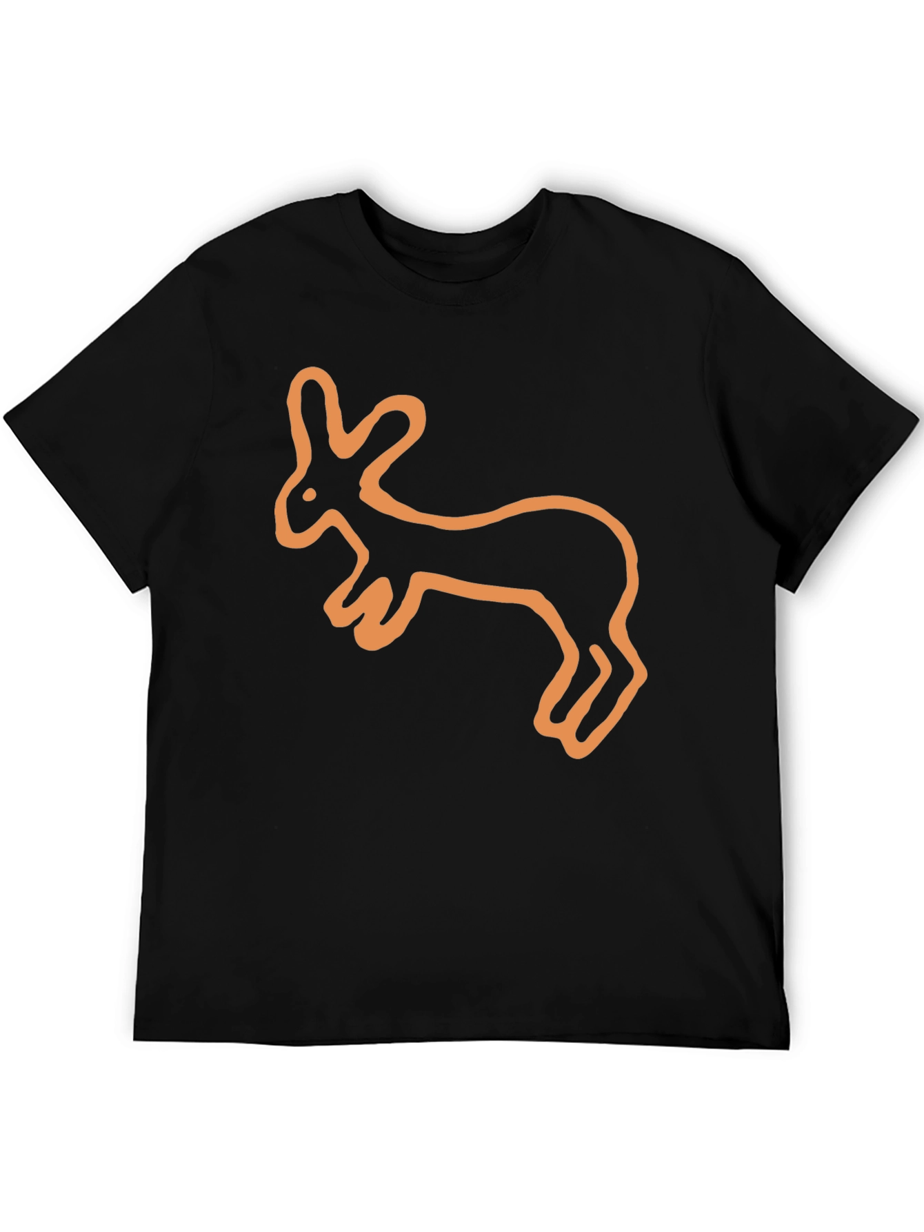 Rabbit Graphic Tee - Black Cotton Casual Shirt
